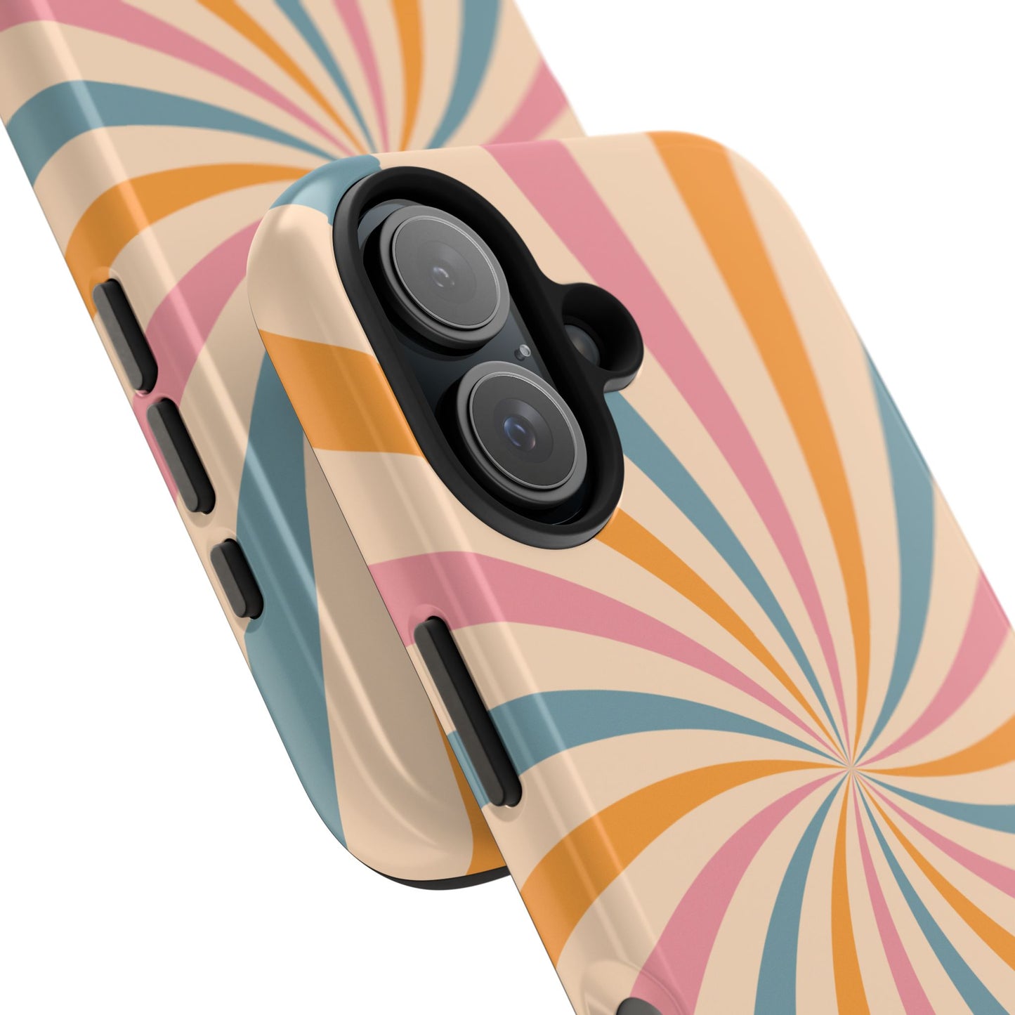 Retro Swirl Pattern iPhone Case – Bold 70s Vibe in Pink, Orange, and Teal