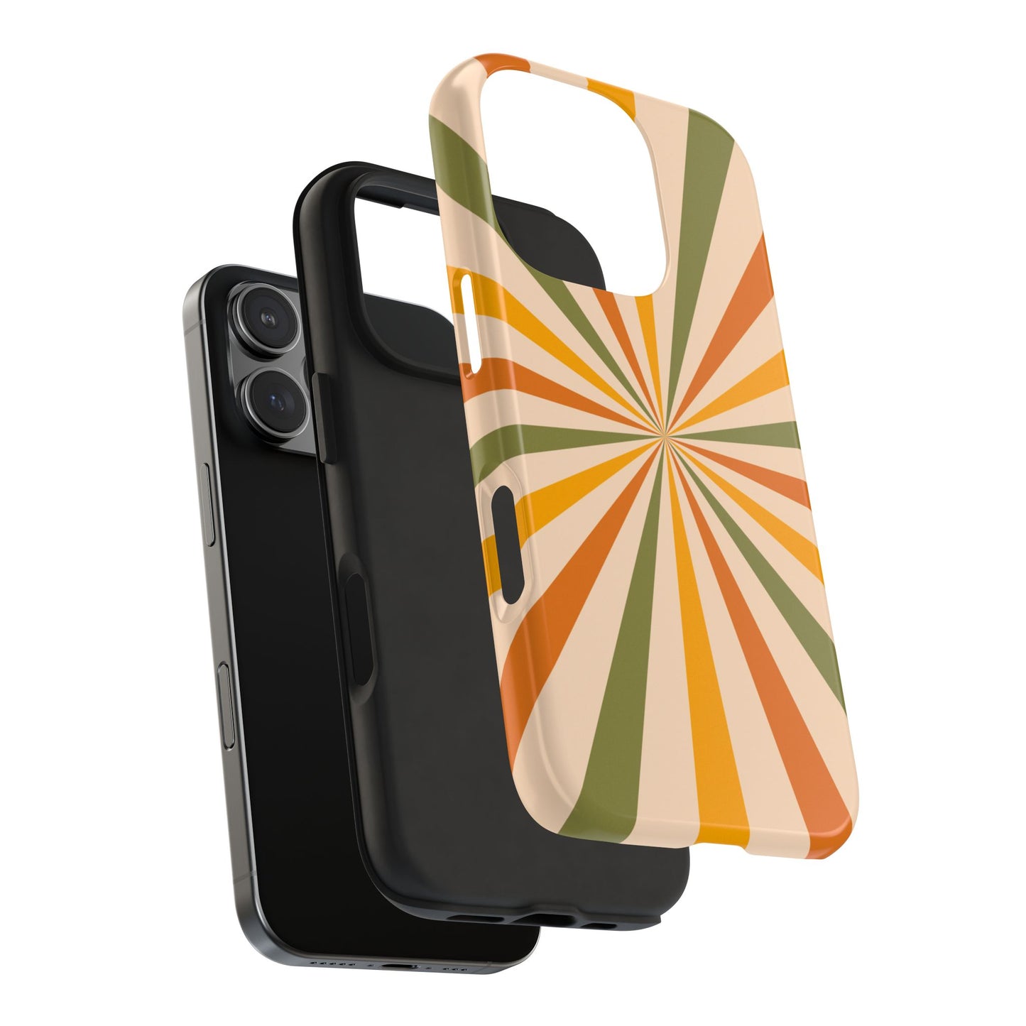 Retro Sunburst iPhone Case – Bold Geometric Design, Durable Shockproof Protection
