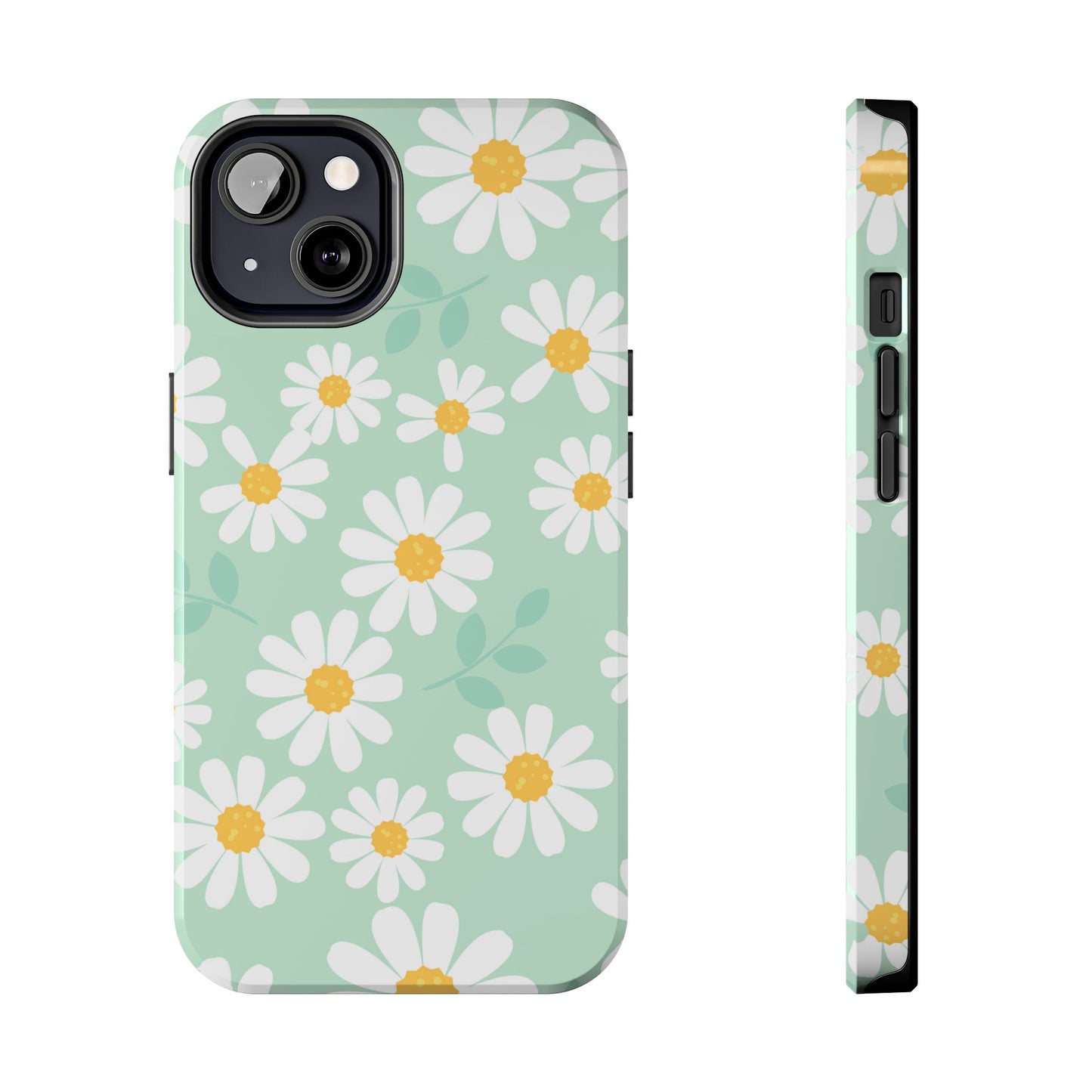 Pastel Daisy iPhone Case – Soft Mint Green Floral Design, Slim and Durable - BOGO Cases