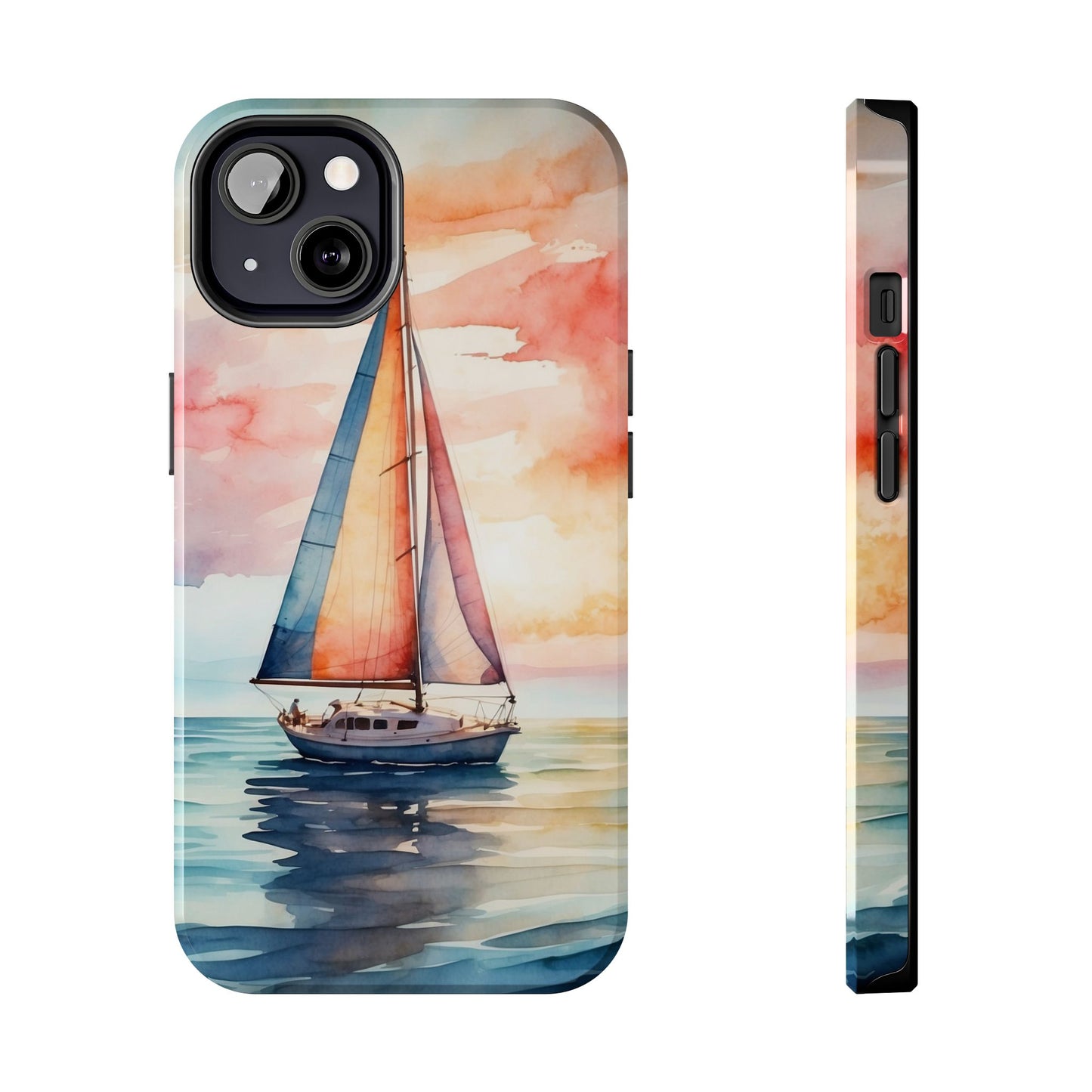 Sailboat Sunset iPhone Case – Vibrant Watercolor Design