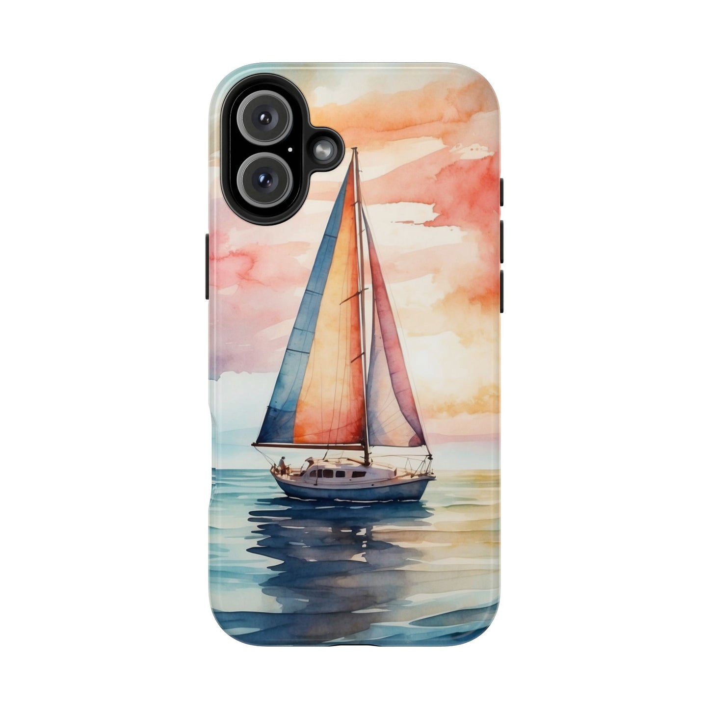 Sailboat Sunset iPhone Case – Vibrant Watercolor Design
