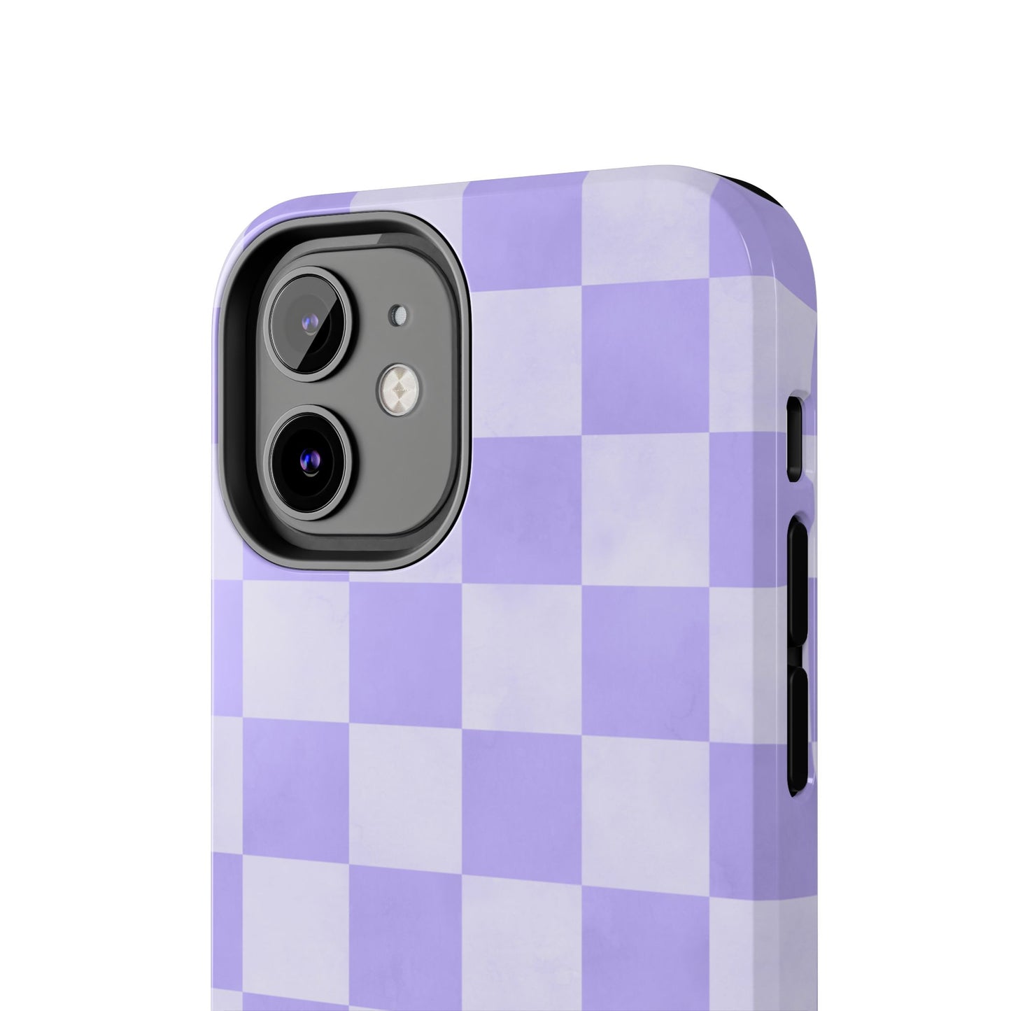 Lavender Checkerboard iPhone Case – Shockproof, Smooth Matte Finish, Dual-Layer Design