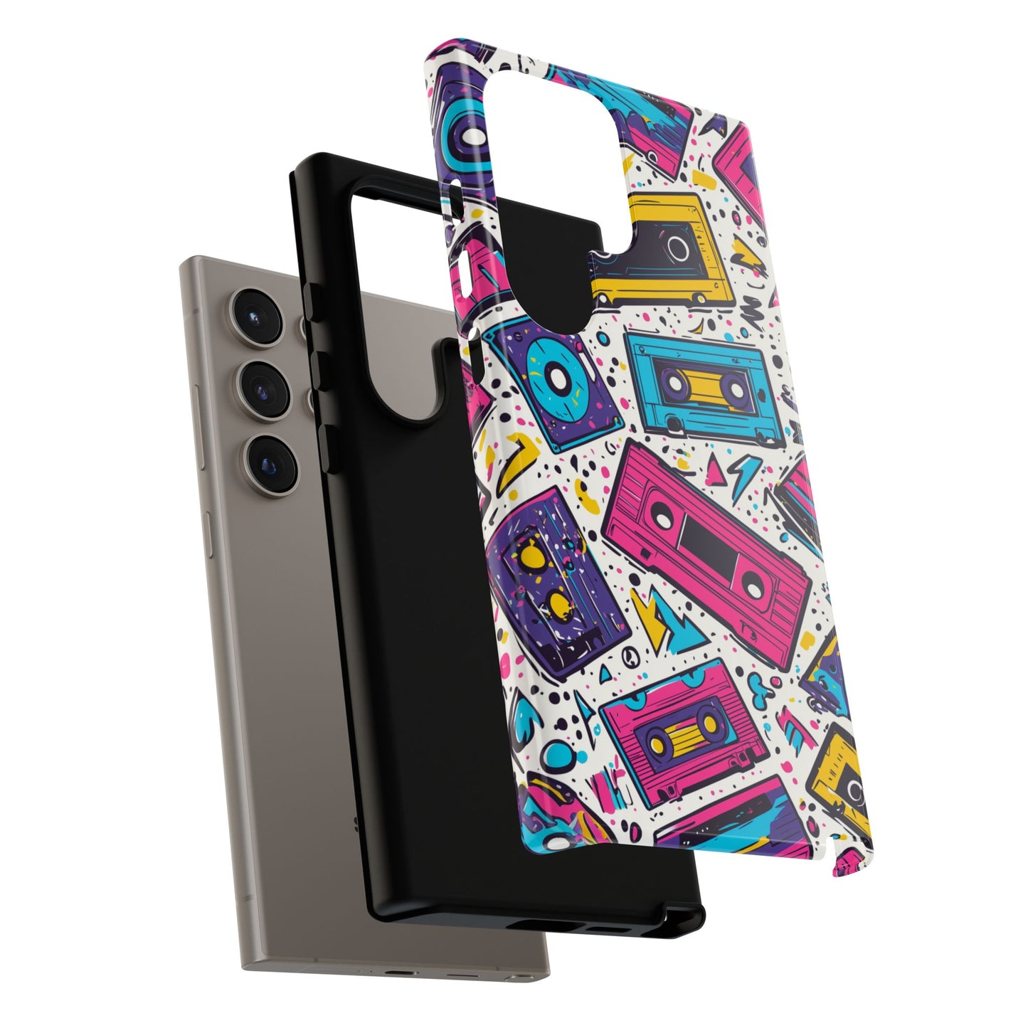 Retro Cassette Vibes Tough Samsung Galaxy  Case – Bold 80s Tape Design, Shockproof Protection