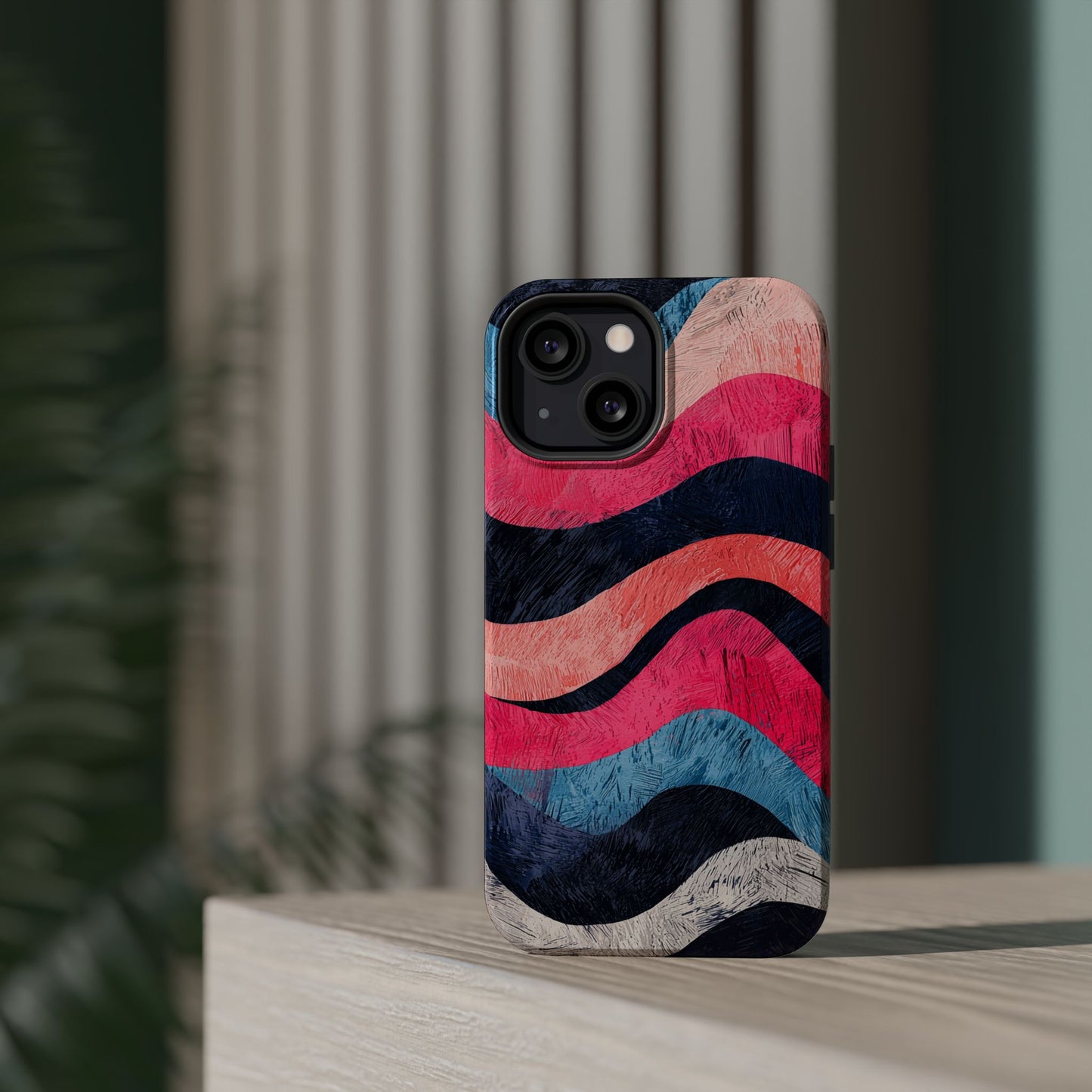 Abstract Wave Pattern MagSafe iPhone Case – Shockproof, Matte Finish, Dual-Layer Protection