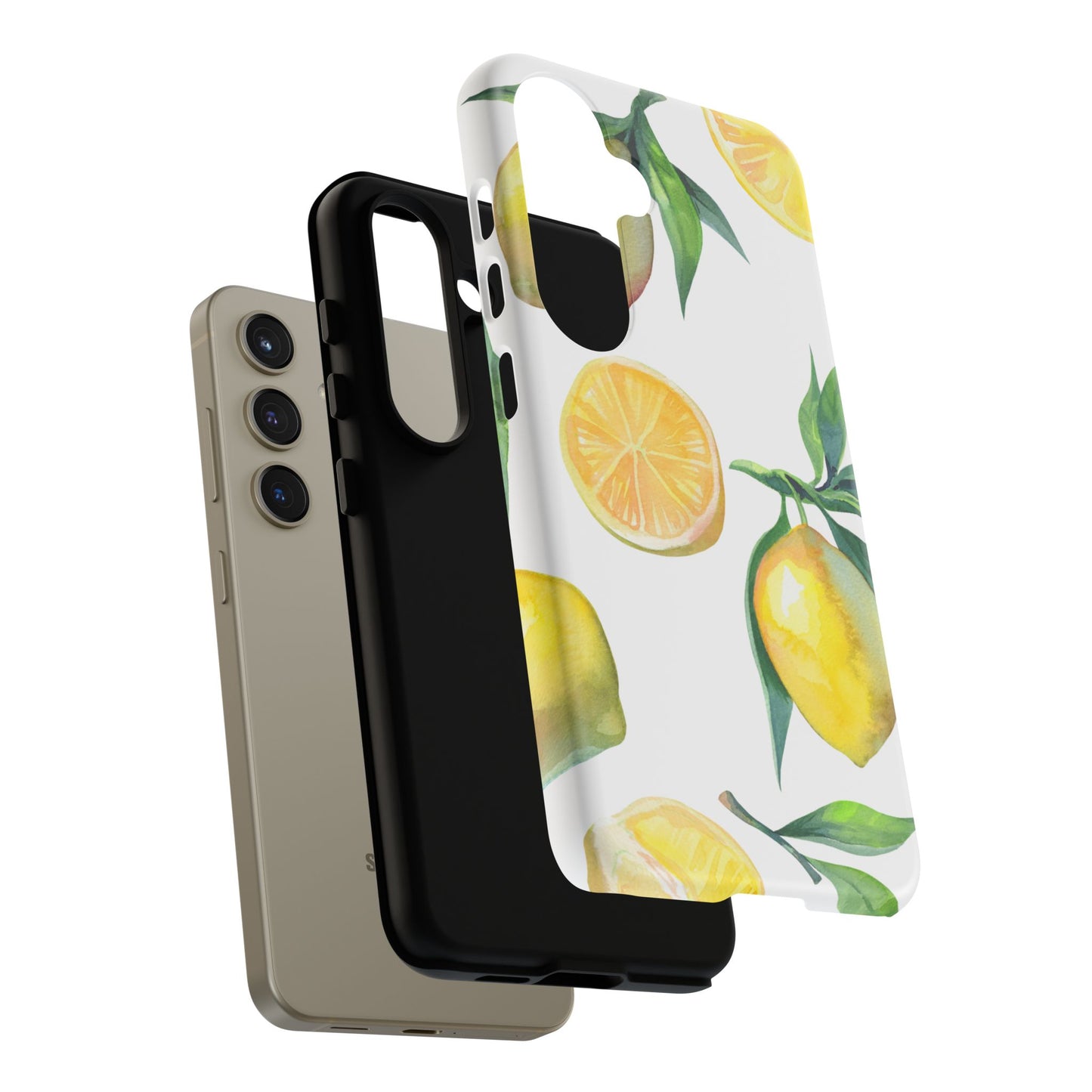 Lemon Grove Watercolor Tough Samsung Galaxy  Case – Fresh Citrus Design, Dual-Layer Protection