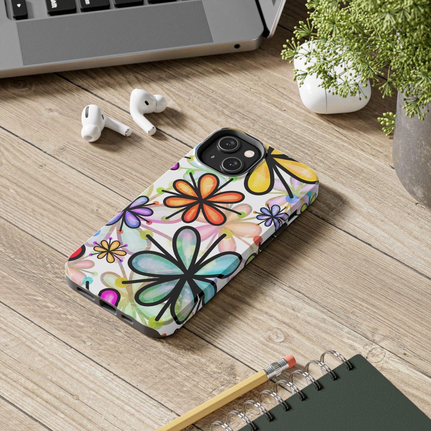 Retro Floral Pop iPhone Case – Ultra-Slim Design, High-Gloss Finish