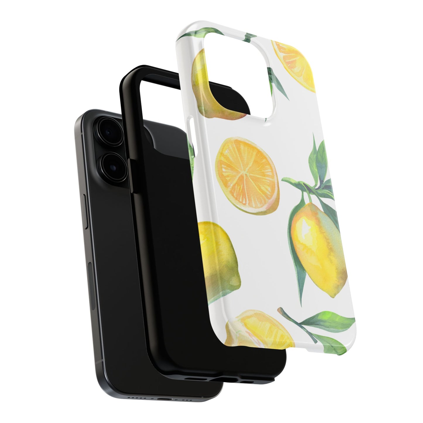 Lemon Grove Watercolor Tough iPhone Case – Fresh Citrus Design, Dual - Layer Protection - BOGO Cases