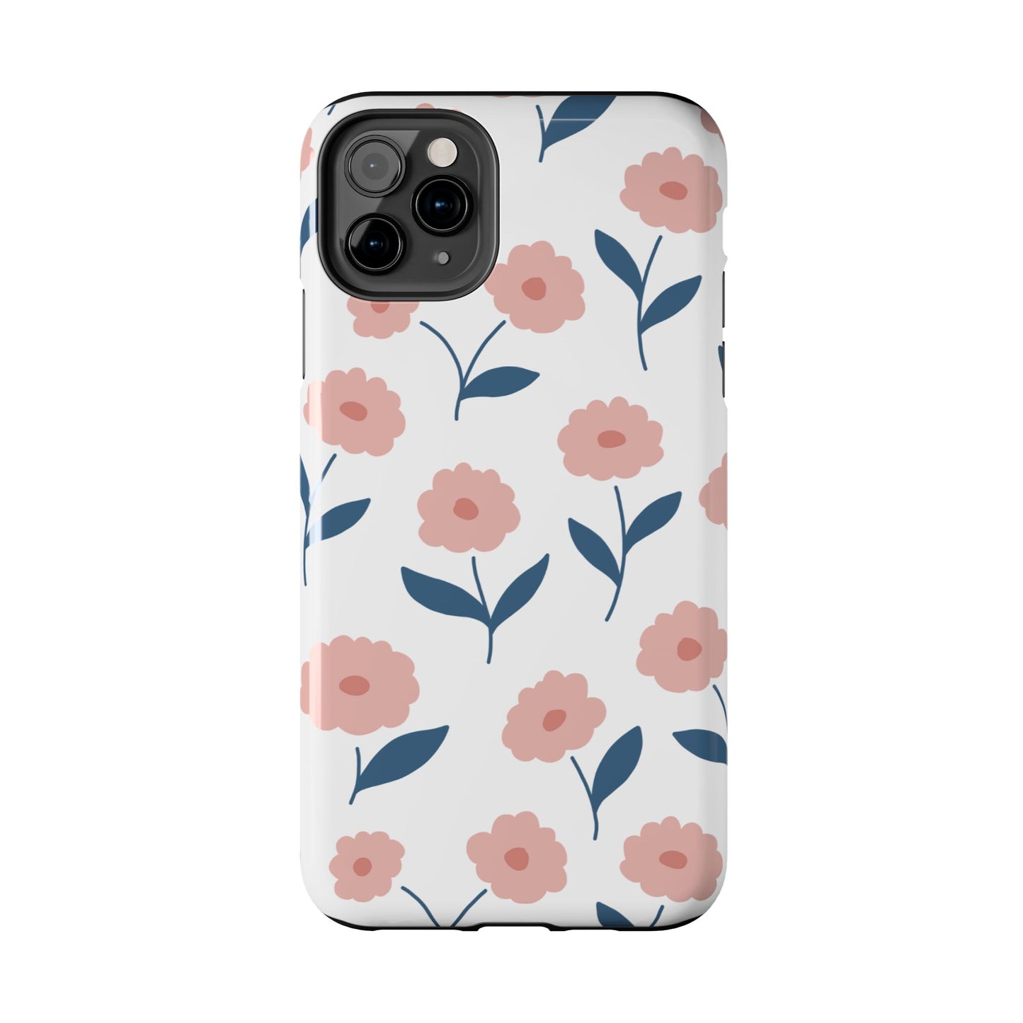 Playful Pink Floral Tough iPhone Case – Soft Pastel Design, Slim & Shockproof - BOGO Cases