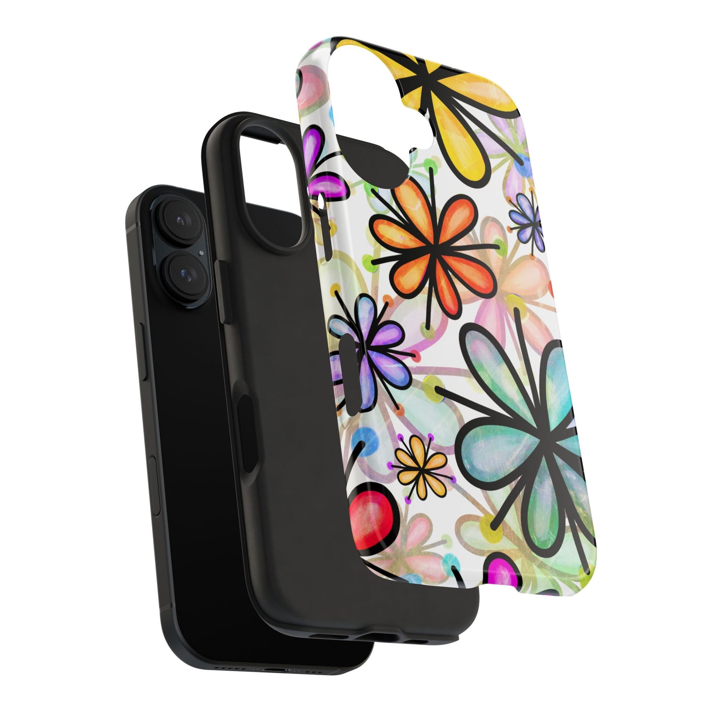 Retro Floral Pop iPhone Case – Ultra-Slim Design, High-Gloss Finish