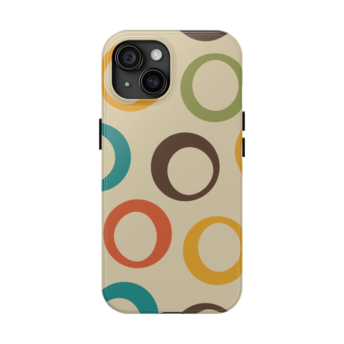 Retro Colorful Rings iPhone Case – Shockproof, Matte Finish, Dual-Layer Protection