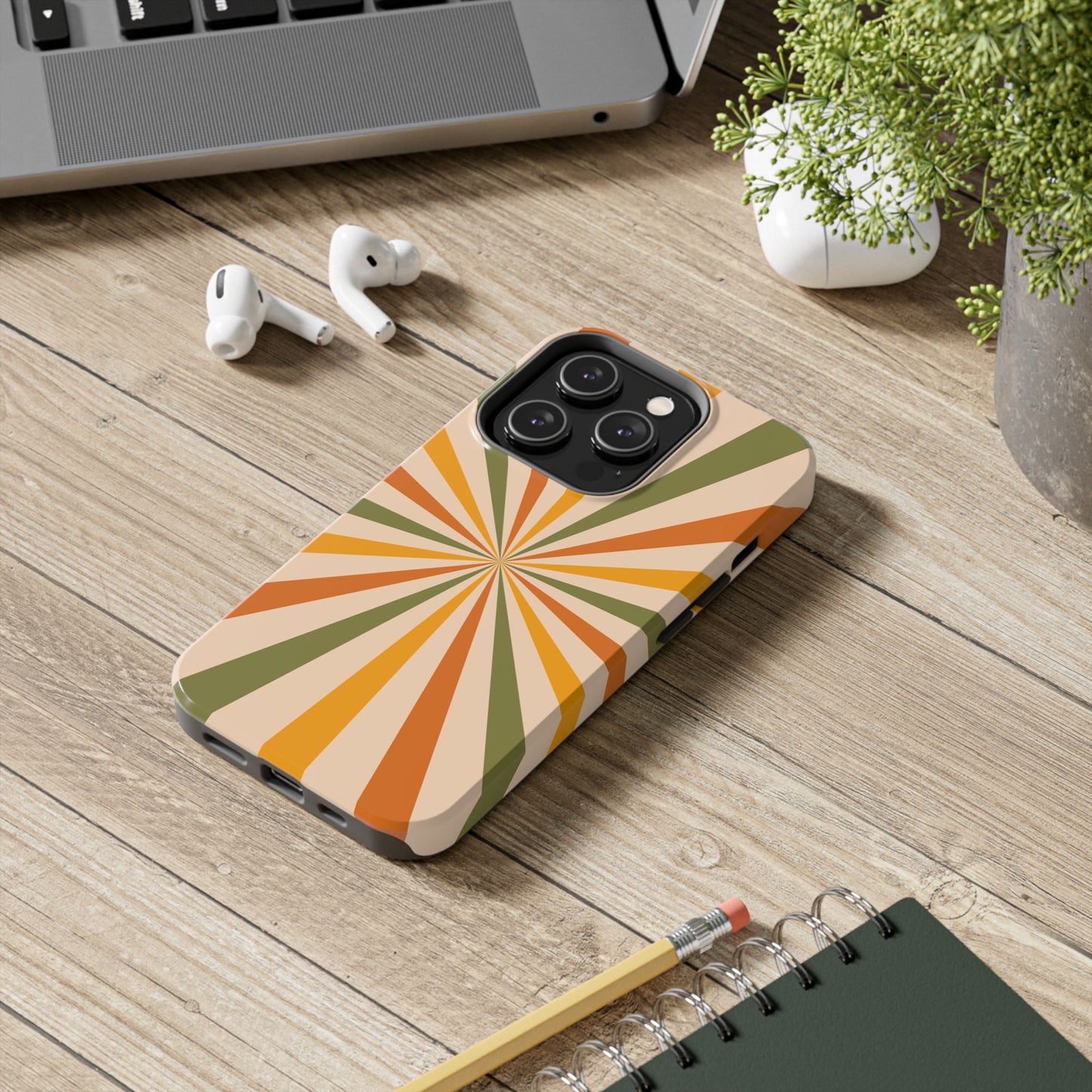 Retro Sunburst iPhone Case – Bold Geometric Design, Durable Shockproof Protection