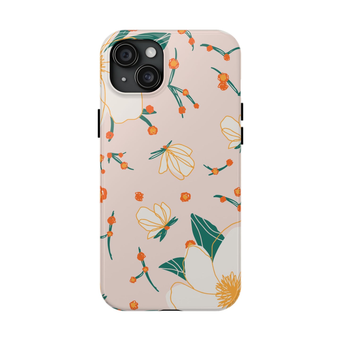 Elegant Magnolia Blossom Tough iPhone Case – Soft Blush Background, Shock - Resistant Design - BOGO Cases