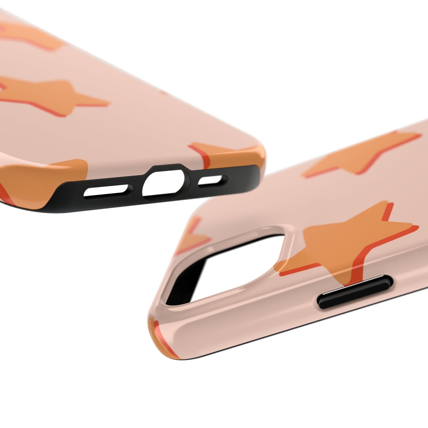 Retro Orange Stars iPhone Case – Shock-Resistant, Smooth Matte Finish, Dual-Layer Design