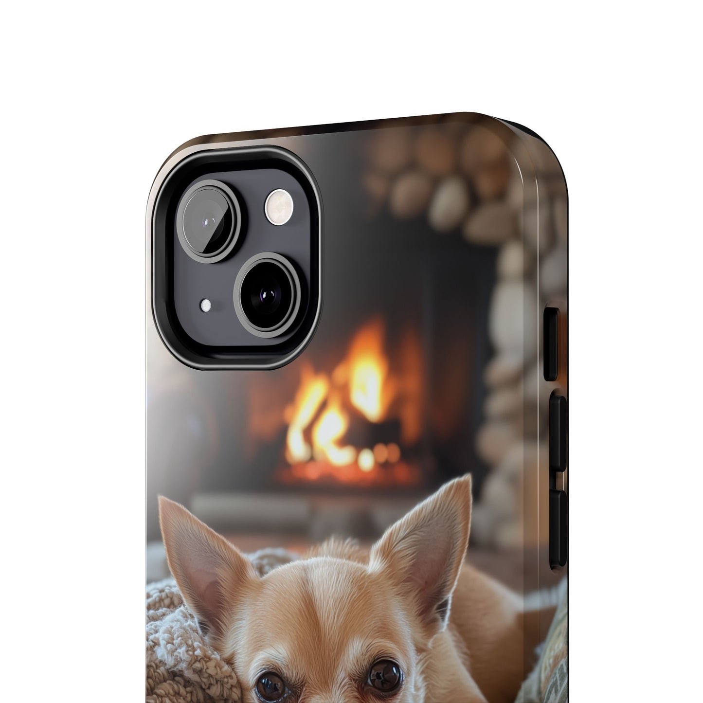 Relaxing Chihuahua by Fireplace iPhone Case – Warm and Stylish Protection