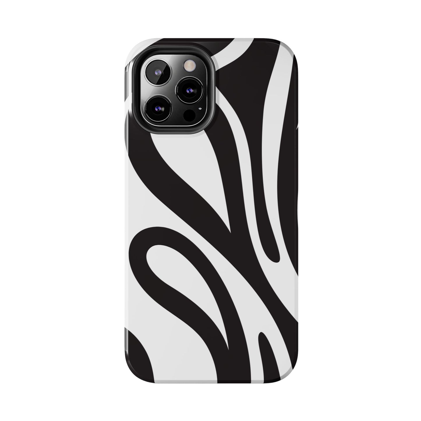 Modern Black and White Abstract Tough iPhone Case – Bold Graphic Pattern with Dual-Layer Protection