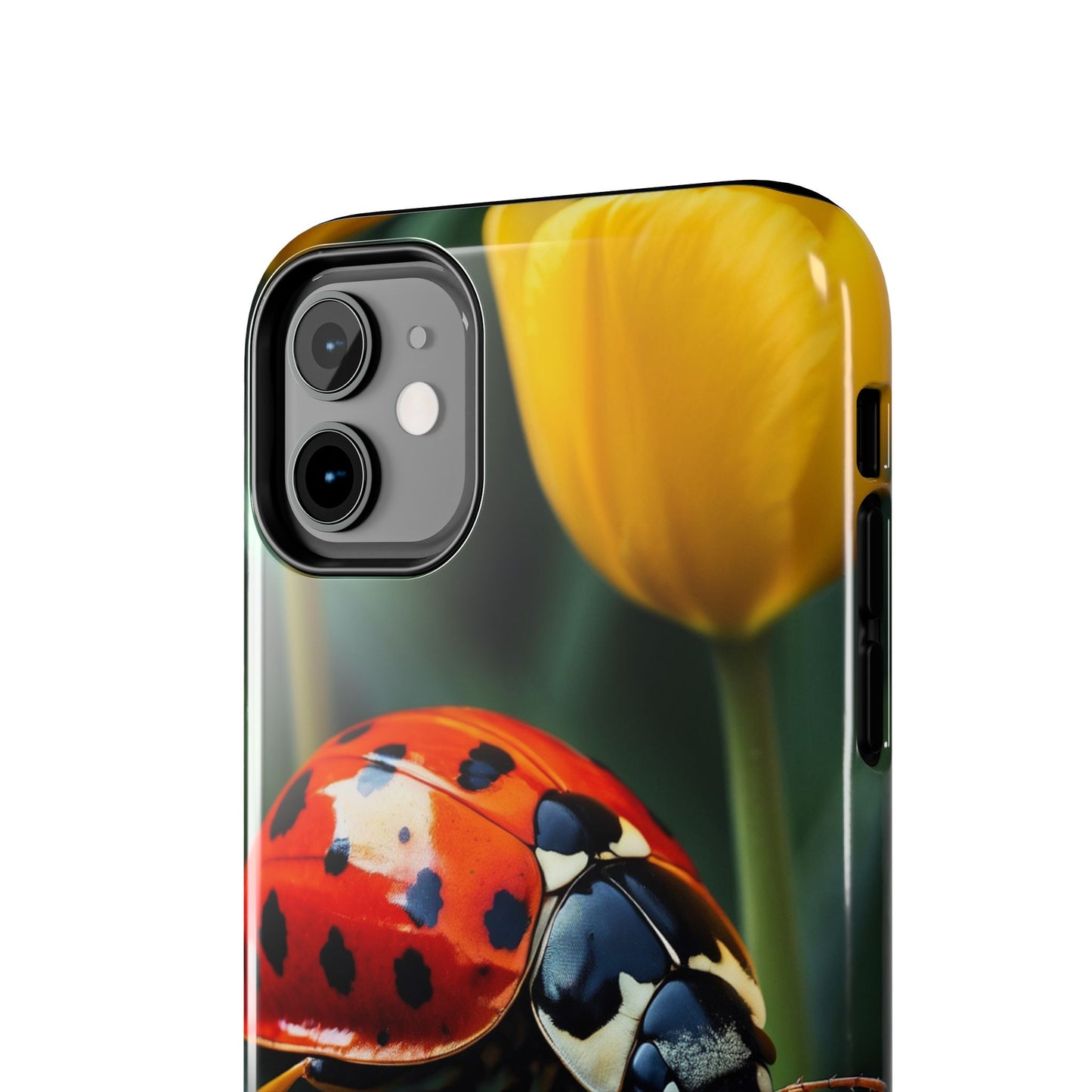 iPhone Case: Vibrant Ladybug Amidst a Lush Yellow Flower Garden