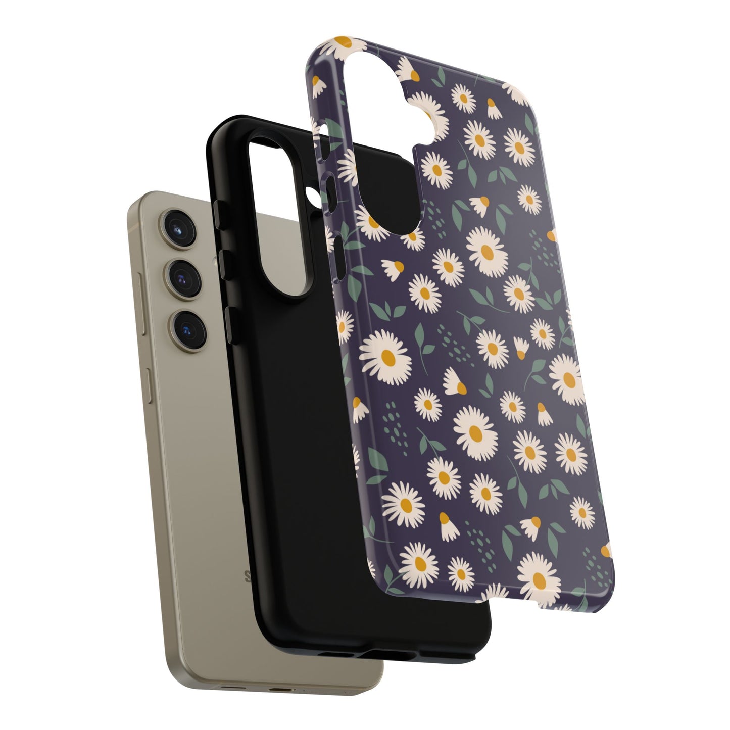 Midnight Daisy Samsung Galaxy Case – Dark Navy Floral Design, Slim and Protective