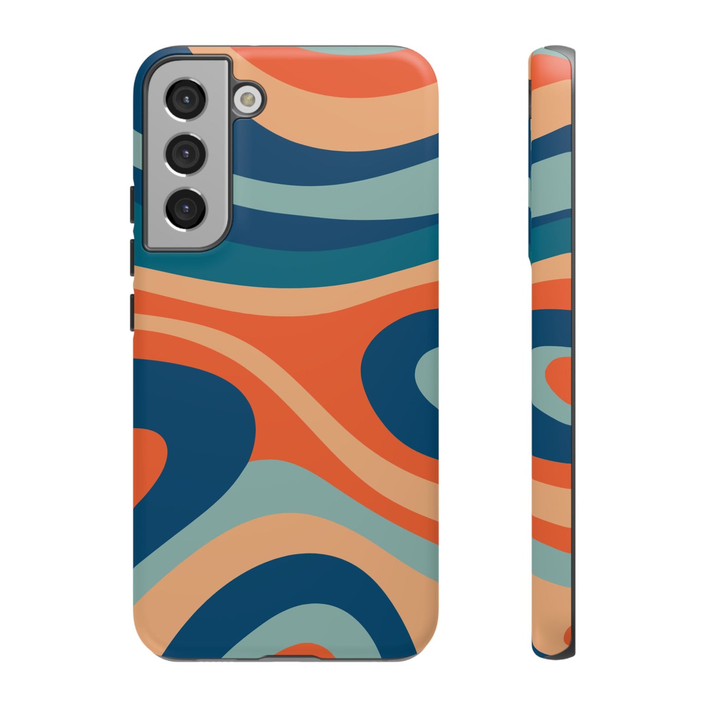 Retro Vibe Wavy Stripes Samsung Galaxy Case – 70s-Inspired in Teal, Orange, and Rust
