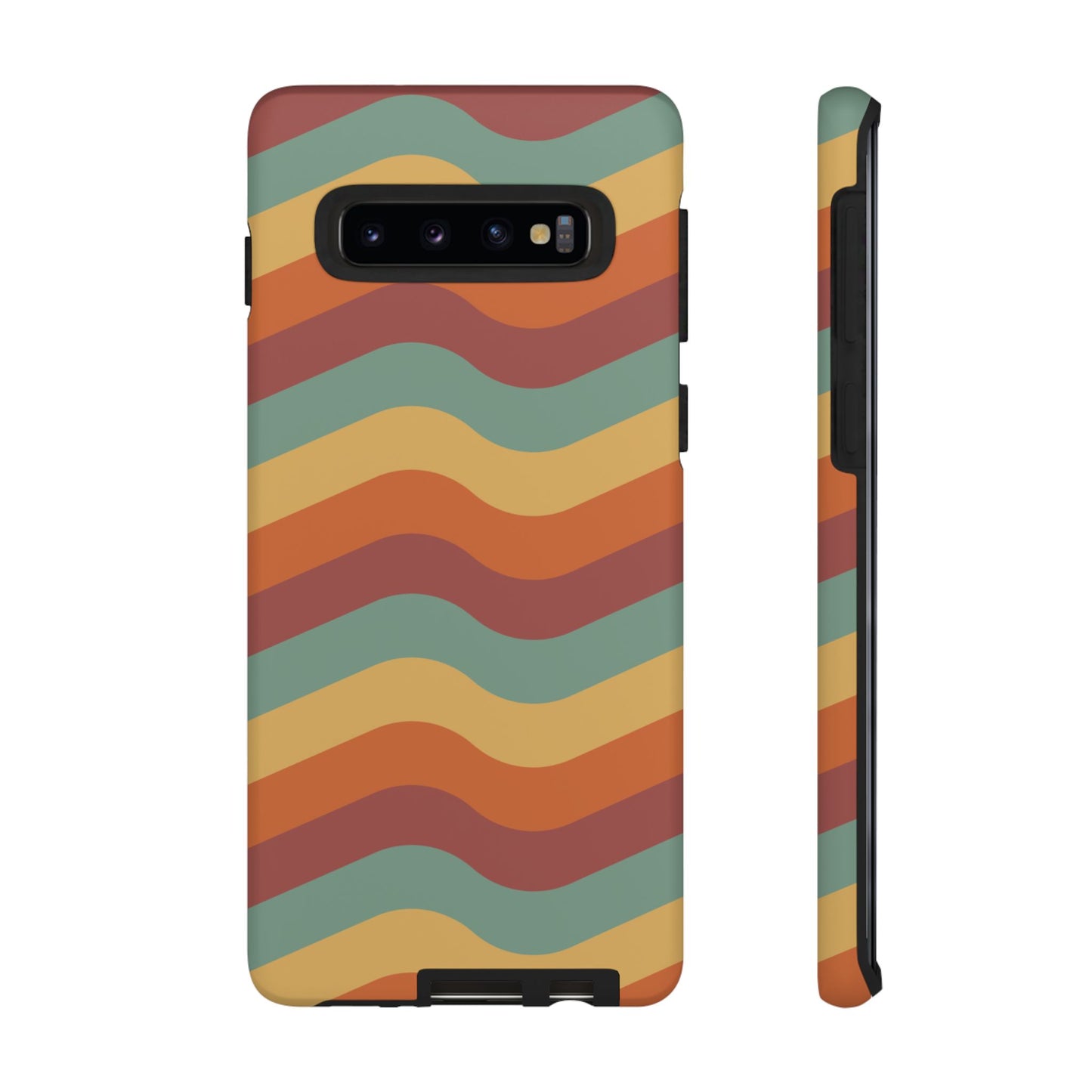 Retro Vibe Wavy Stripes Samsung Galaxy Case – 70s-Inspired in Teal, Orange, and Rust