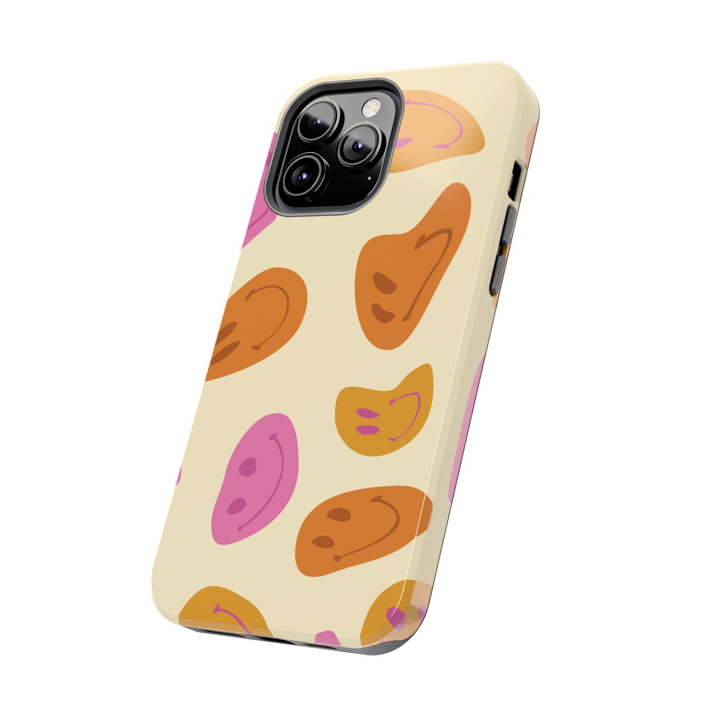 Retro Smiley Faces iPhone Case – Shockproof, Matte Finish, Dual-Layer Protection