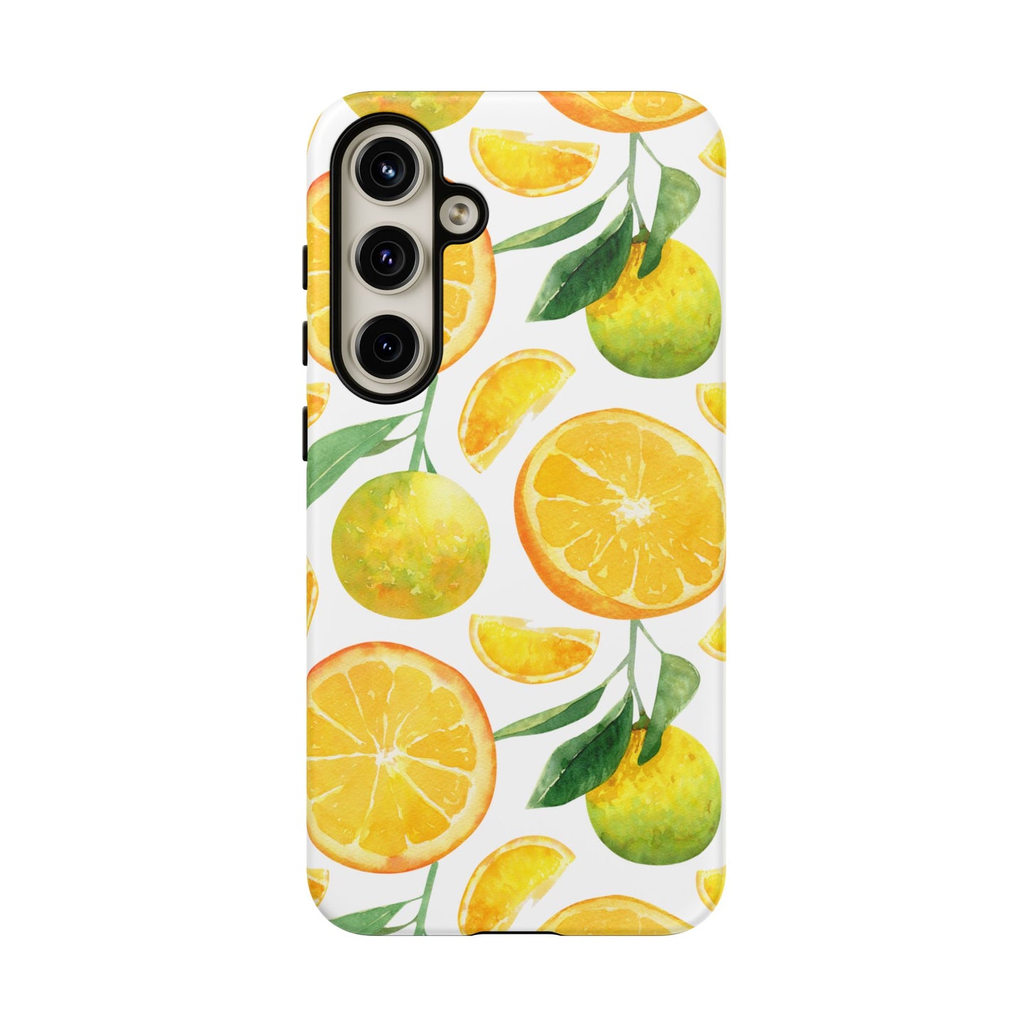 Sunny Citrus Grove Tough Samsung Galaxy Case – Watercolor Orange Design, Dual-Layer Protection