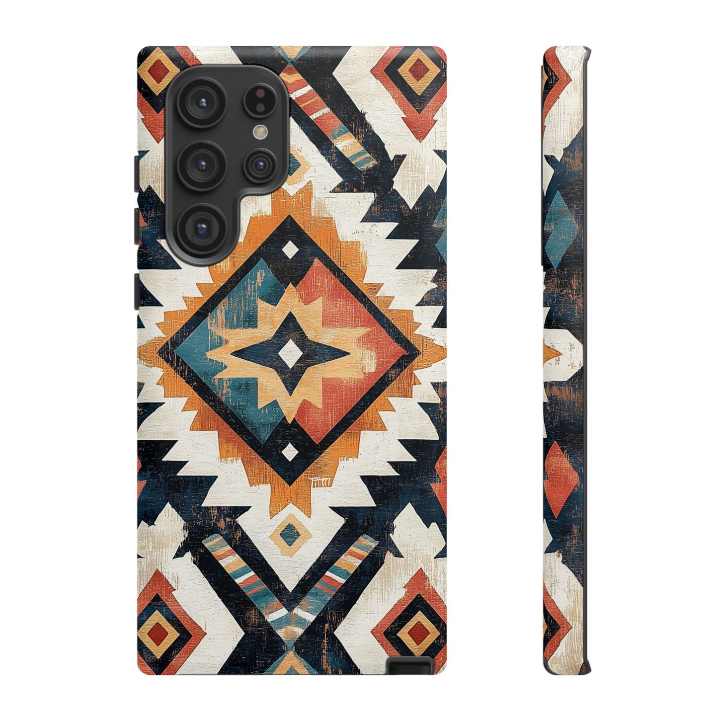Vintage Southwestern Diamond Tough Samsung Galaxy Case – Rustic Tribal Design, Dual-Layer Protection