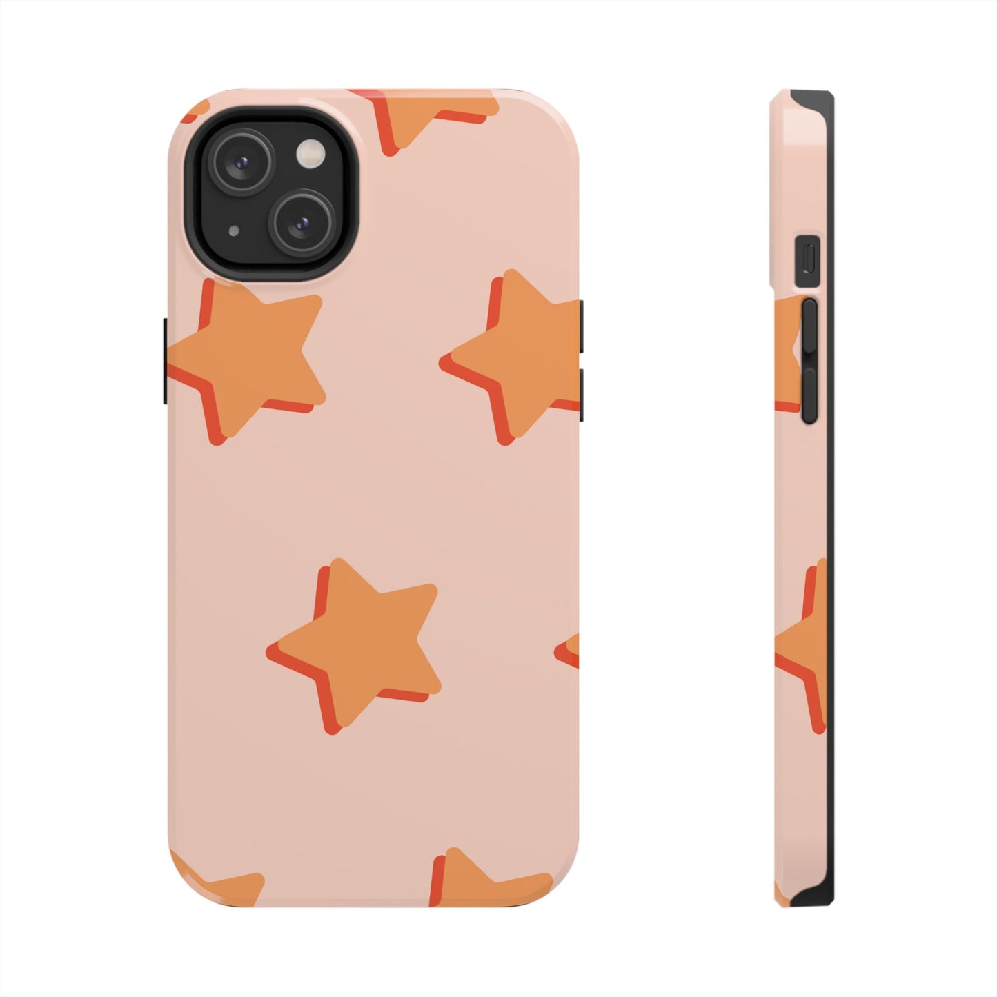 Retro Orange Stars iPhone Case – Shock-Resistant, Smooth Matte Finish, Dual-Layer Design