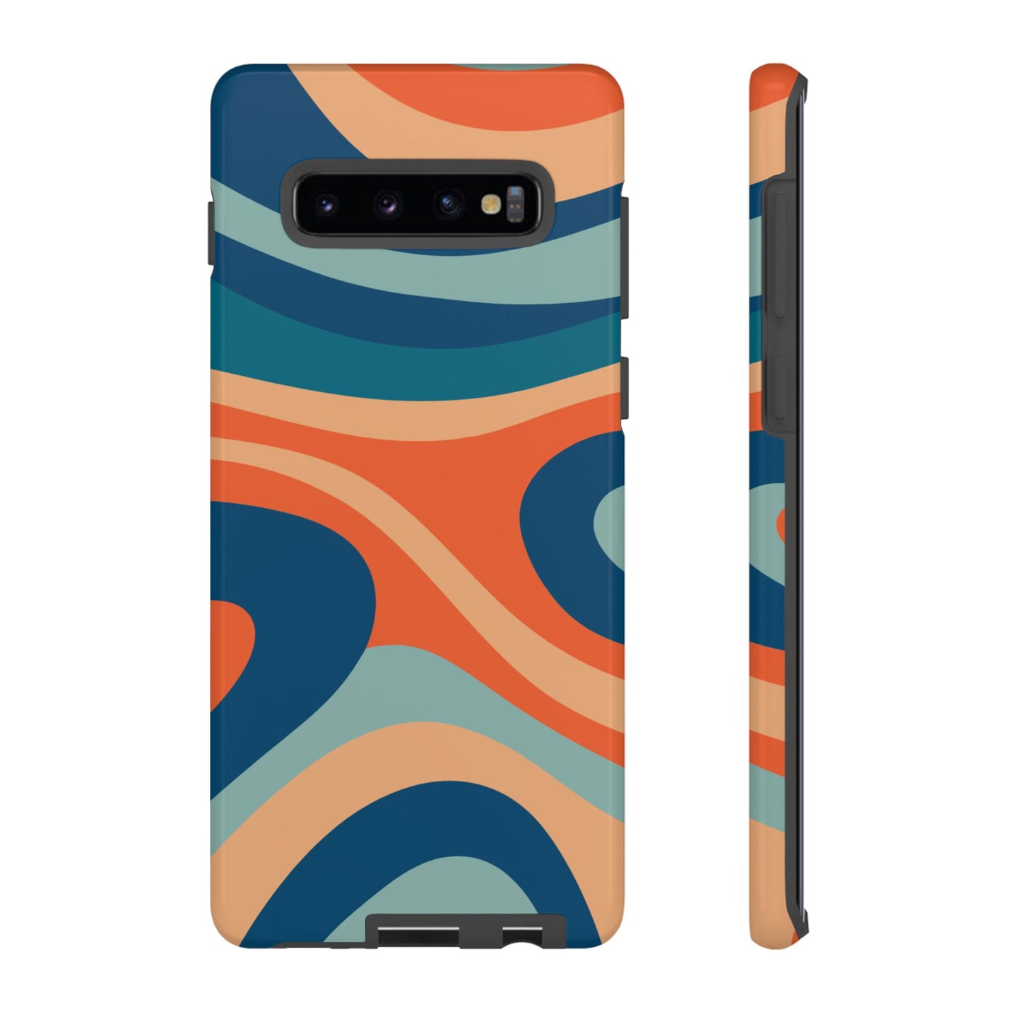 Retro Vibe Wavy Stripes Samsung Galaxy Case – 70s-Inspired in Teal, Orange, and Rust