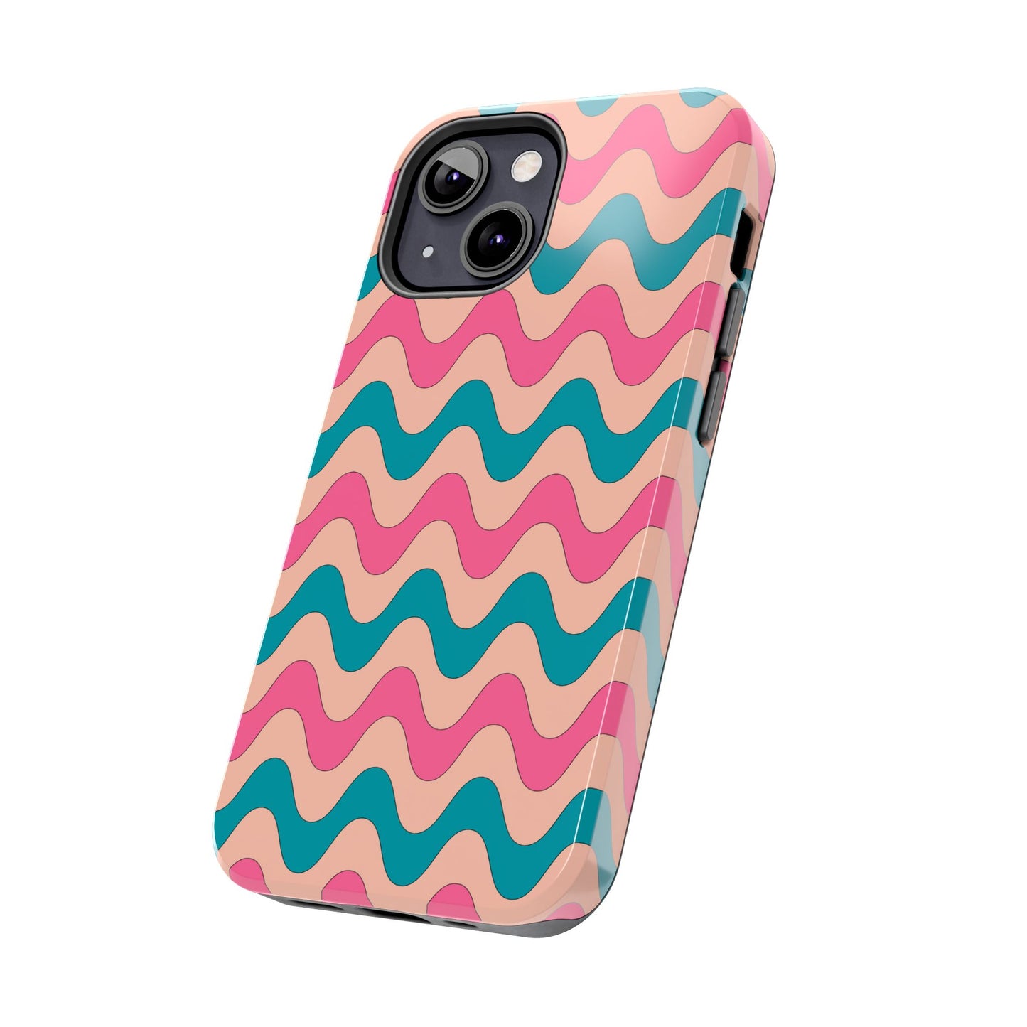 Retro Waves Pattern iPhone Case – Shockproof Design with Dual-Layer Protection