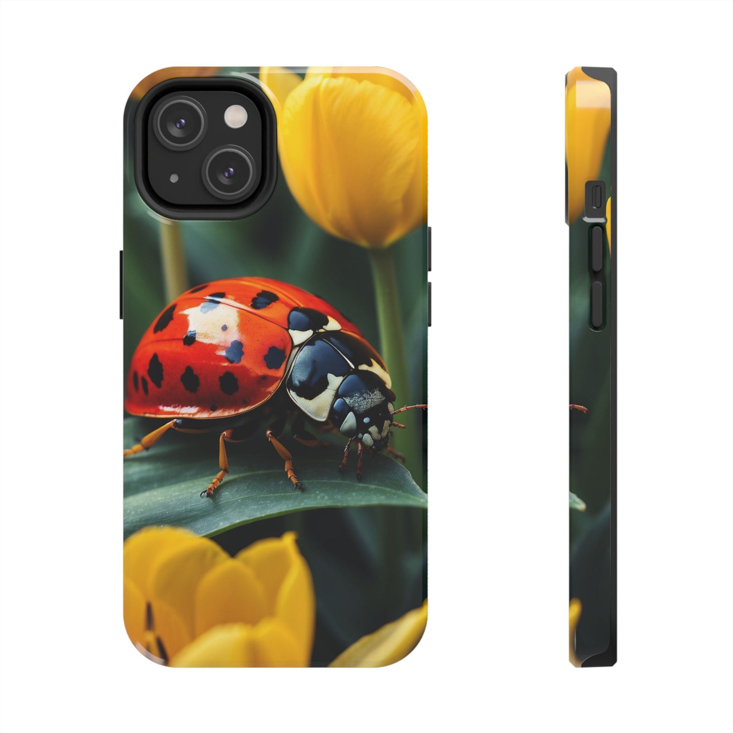 iPhone Case: Vibrant Ladybug Amidst a Lush Yellow Flower Garden