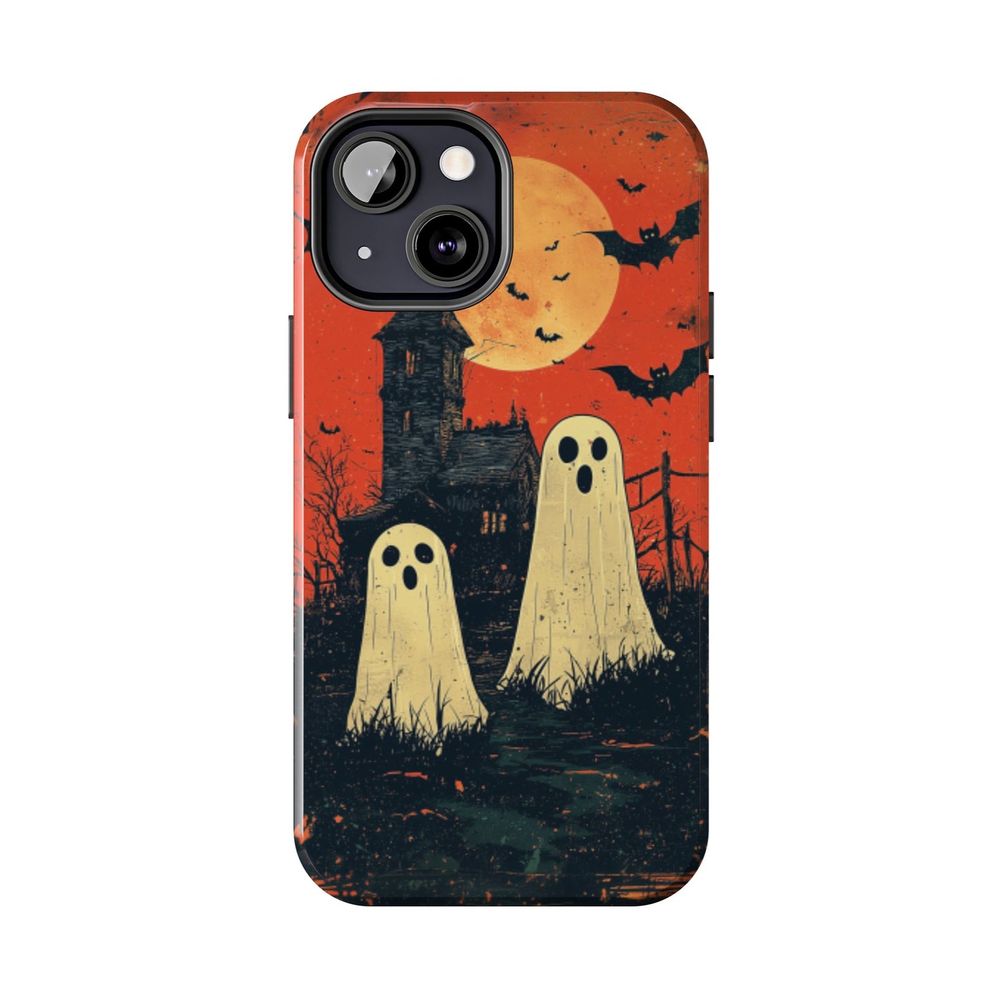 Haunted House & Ghosts iPhone Case – Spooky Halloween Full Moon Design
