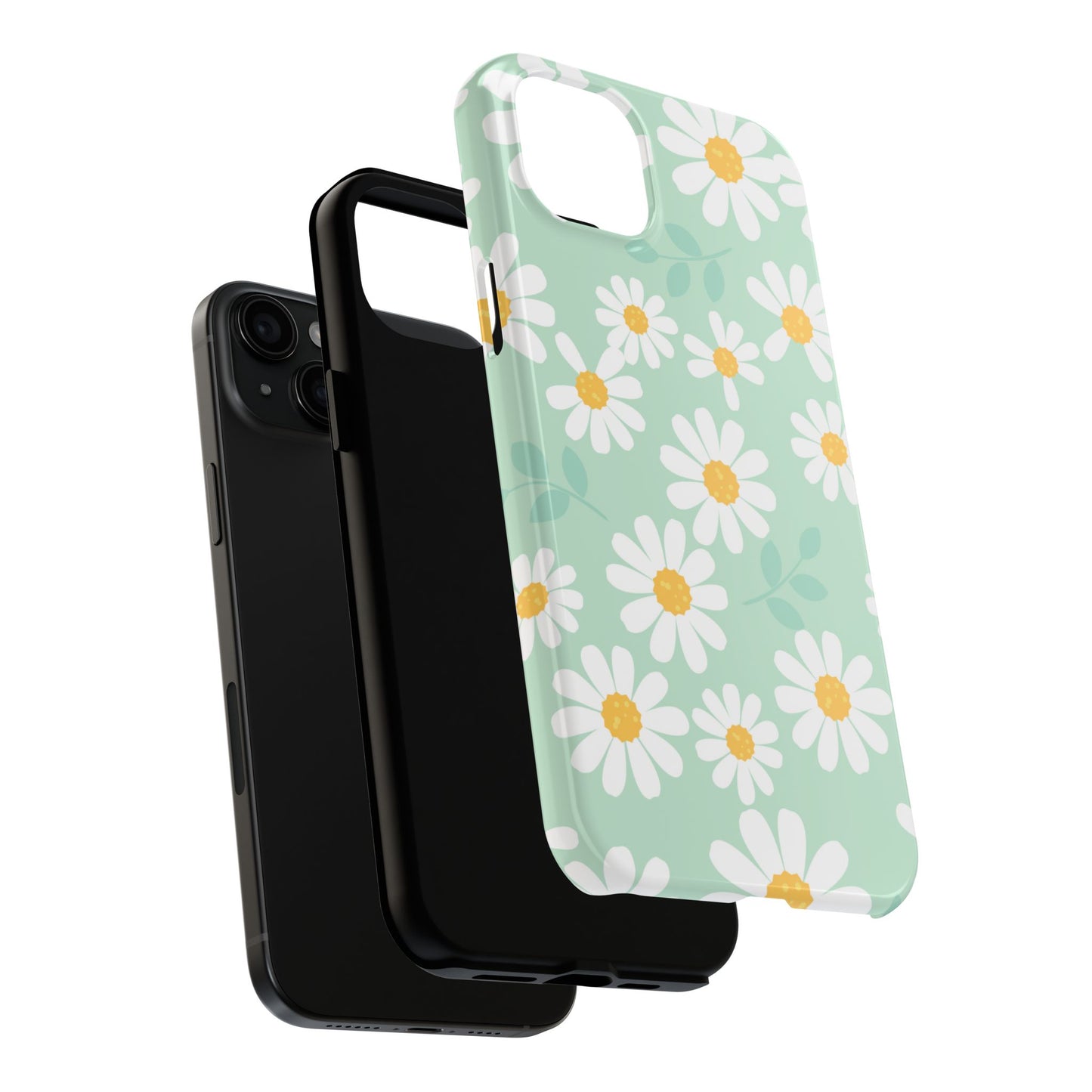 Pastel Daisy iPhone Case – Soft Mint Green Floral Design, Slim and Durable - BOGO Cases