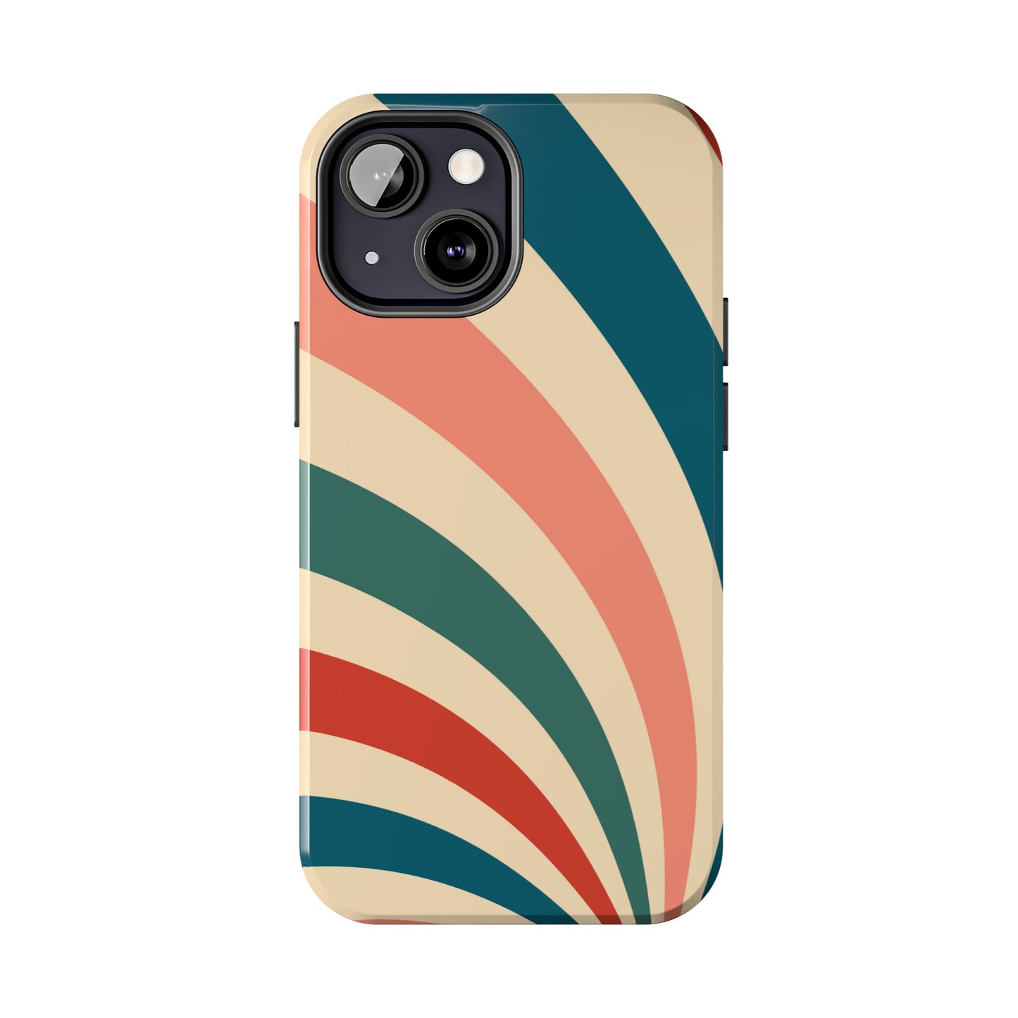 Retro Sunburst Swirl iPhone Case – Dual-Layer Protection with Bold 70s Vibes