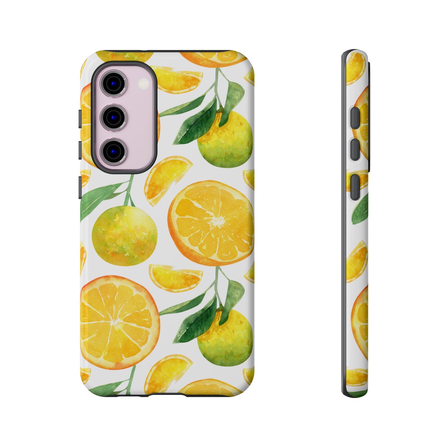 Sunny Citrus Grove Tough Samsung Galaxy Case – Watercolor Orange Design, Dual-Layer Protection
