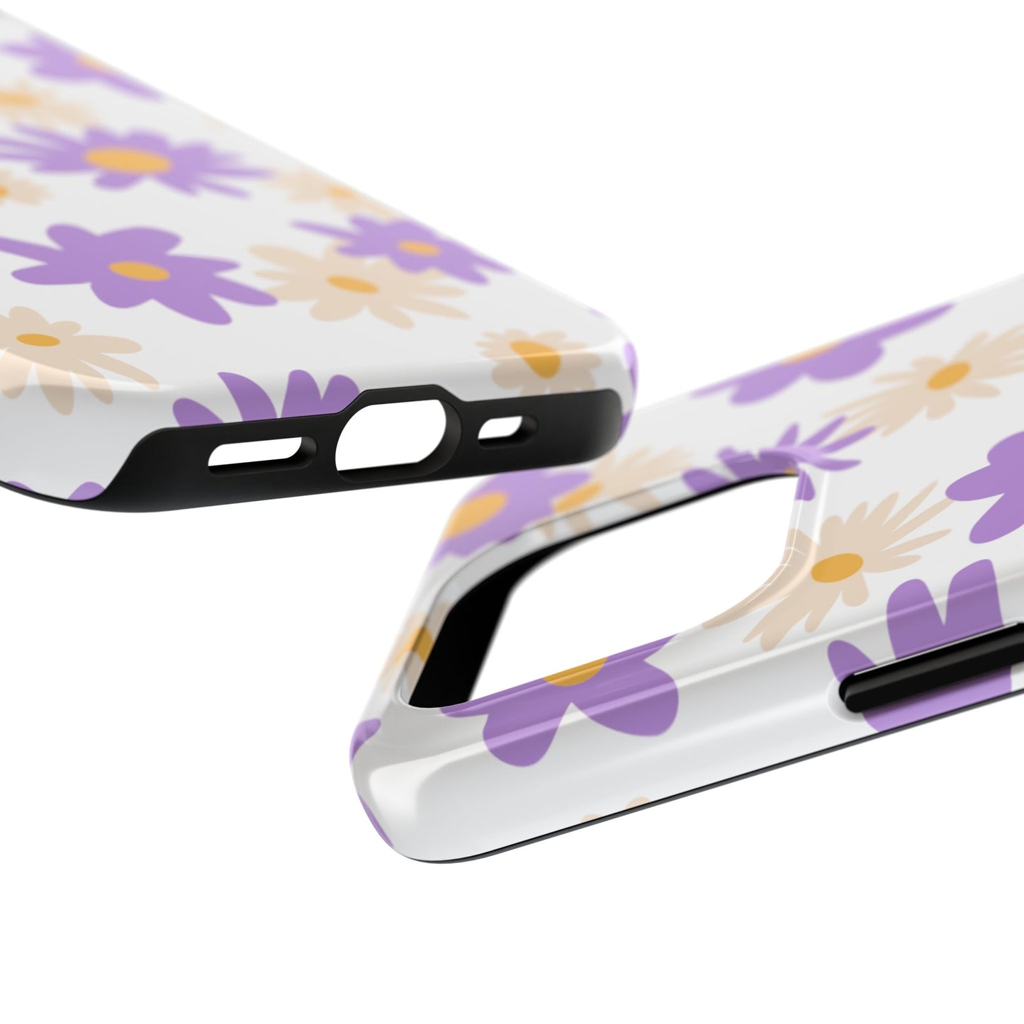 Retro Daisy Flower iPhone Case – Pastel Purple & Cream Floral Design with Matte Finish