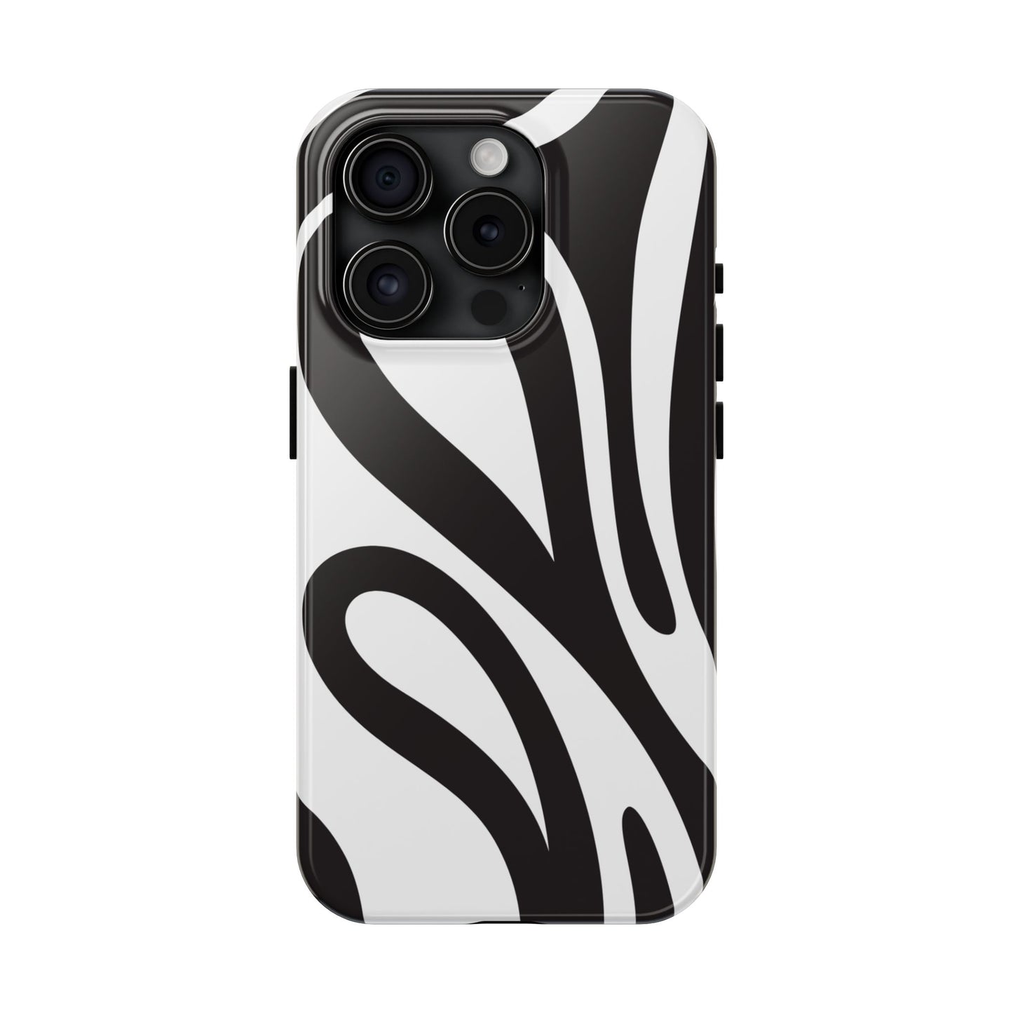 Modern Black and White Abstract Tough iPhone Case – Bold Graphic Pattern with Dual-Layer Protection