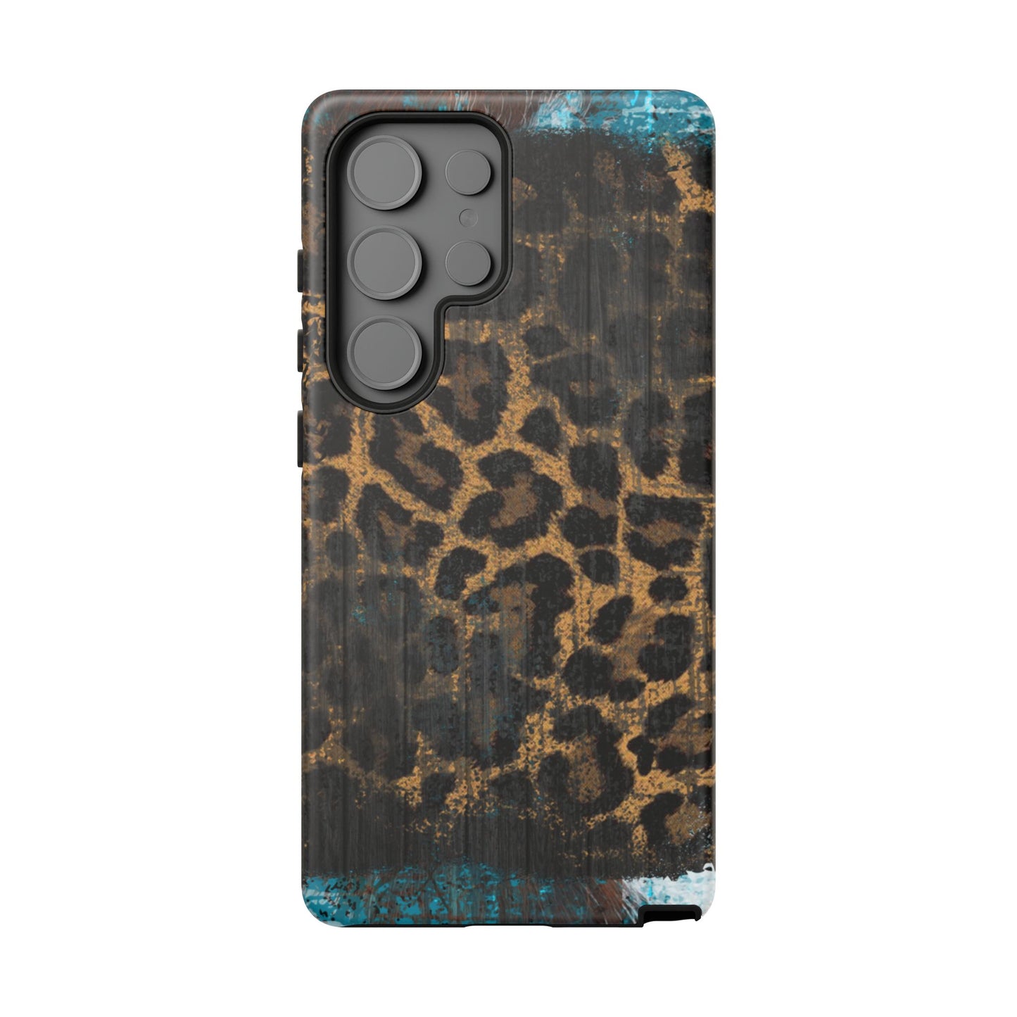 Boho Leopard and Turquoise Tough Samsung Galaxy Case – Rustic Western Design with Dual-Layer Protection