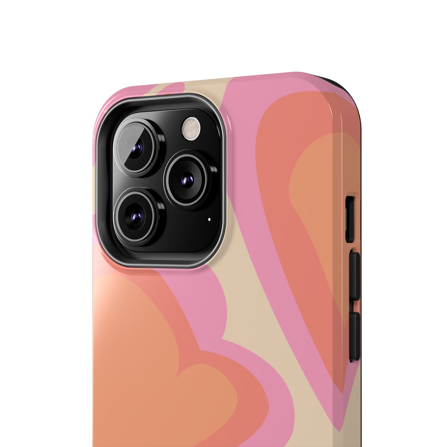 Retro Pink Hearts iPhone Case – Shock-Resistant, Matte Finish, Dual-Layer Protection