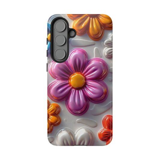 Glossy 3D Floral Samsung Galaxy  Case – Colorful Flower Pattern, Durable Protection