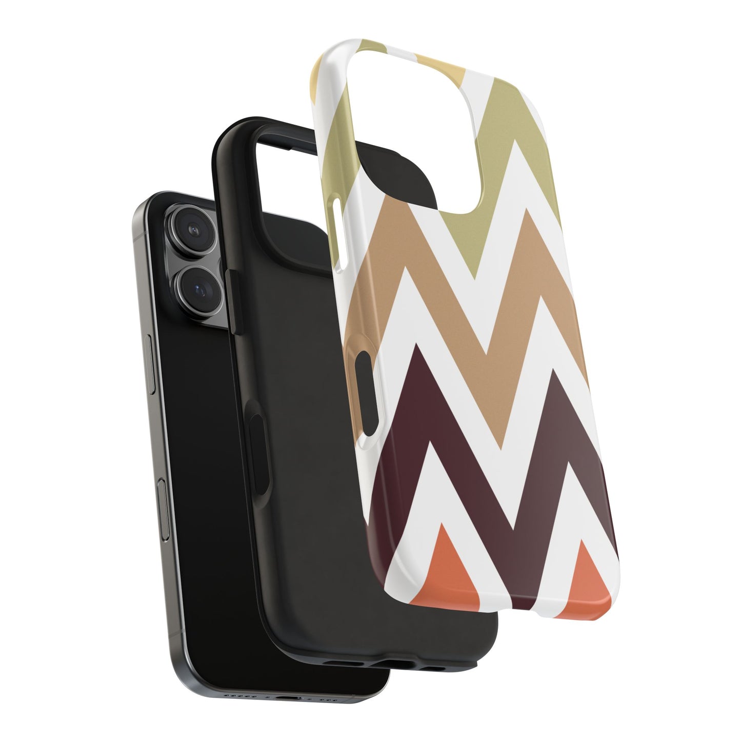 Earthy Chevron iPhone Case – Boho-Inspired Design with Dual-Layer Protection