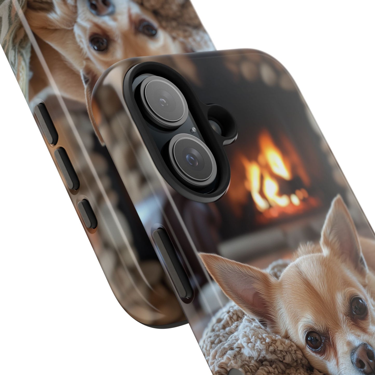 Relaxing Chihuahua by Fireplace iPhone Case – Warm and Stylish Protection