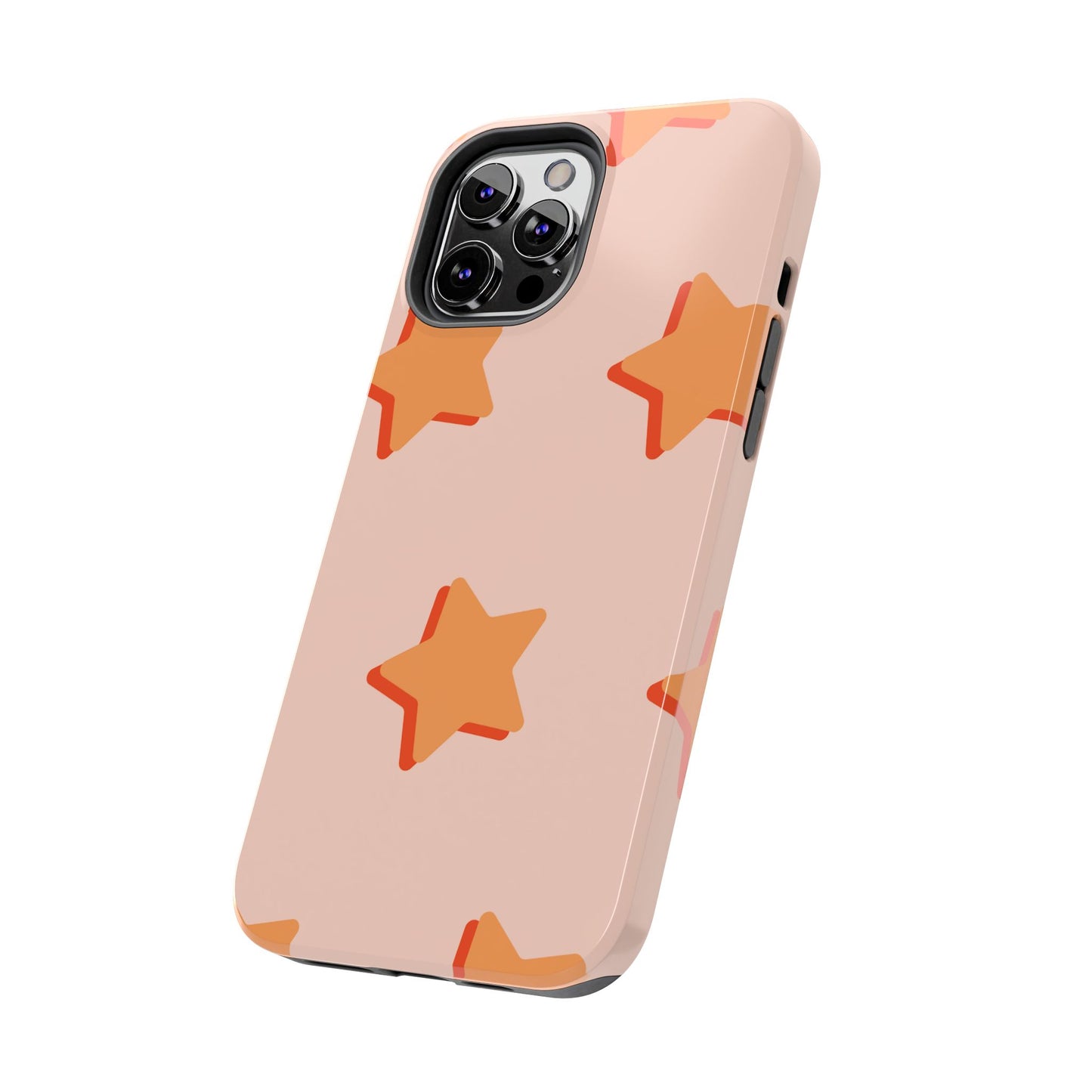 Retro Orange Stars iPhone Case – Shock-Resistant, Smooth Matte Finish, Dual-Layer Design