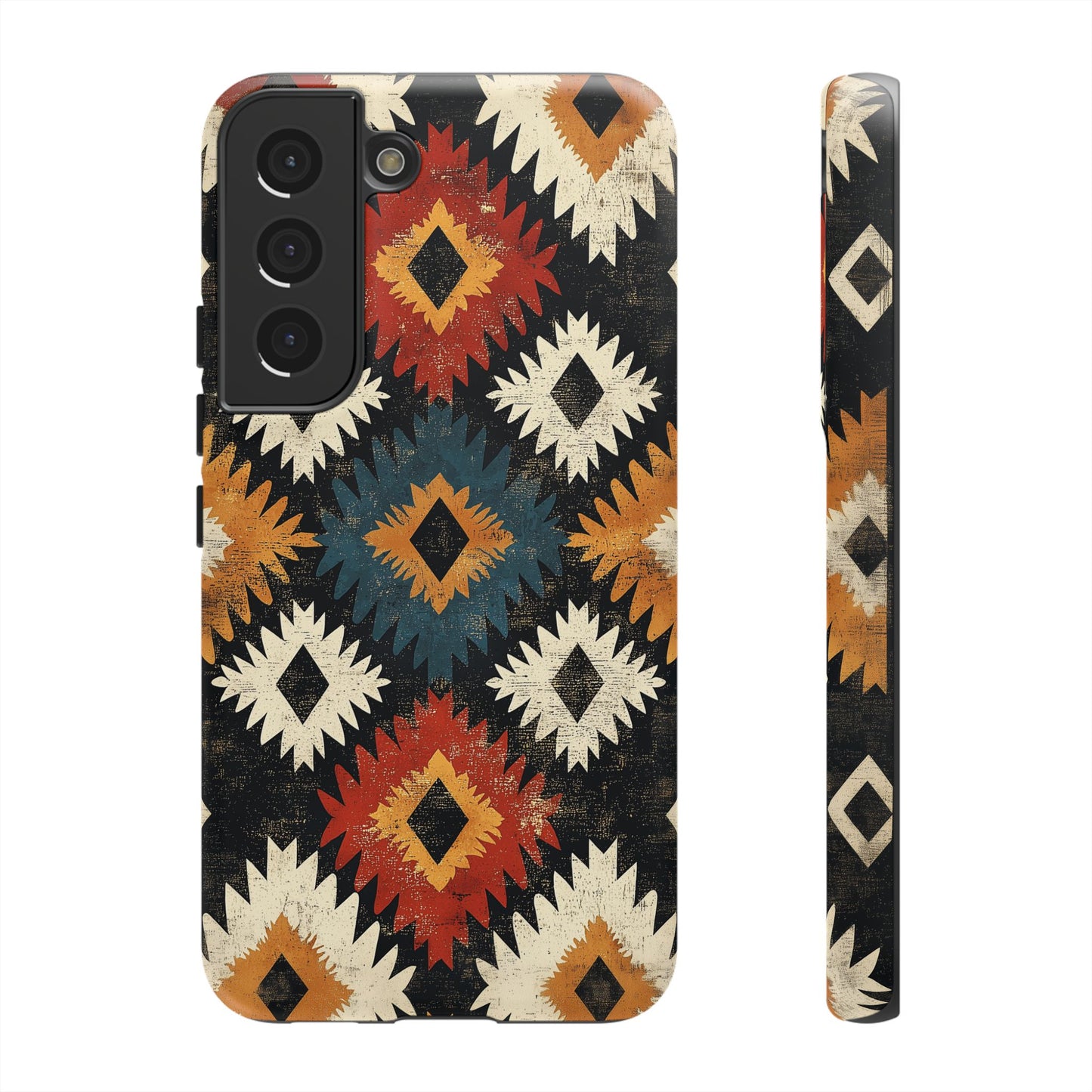 Rustic Tribal Sunburst Tough Samsung Galaxy  Case – Vibrant Geometric Design, Dual-Layer Protection