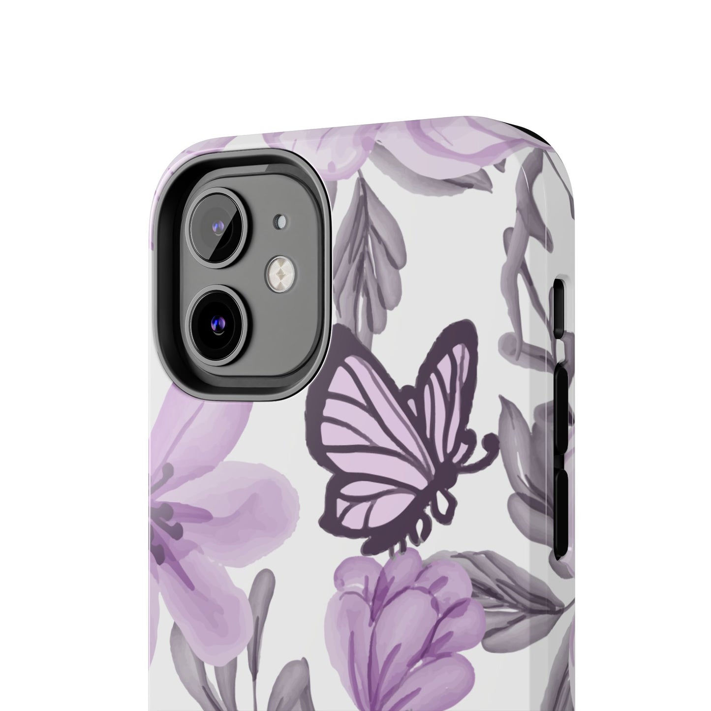 Lavender Bloom Butterfly iPhone Case – Delicate Floral Design with Watercolor Details
