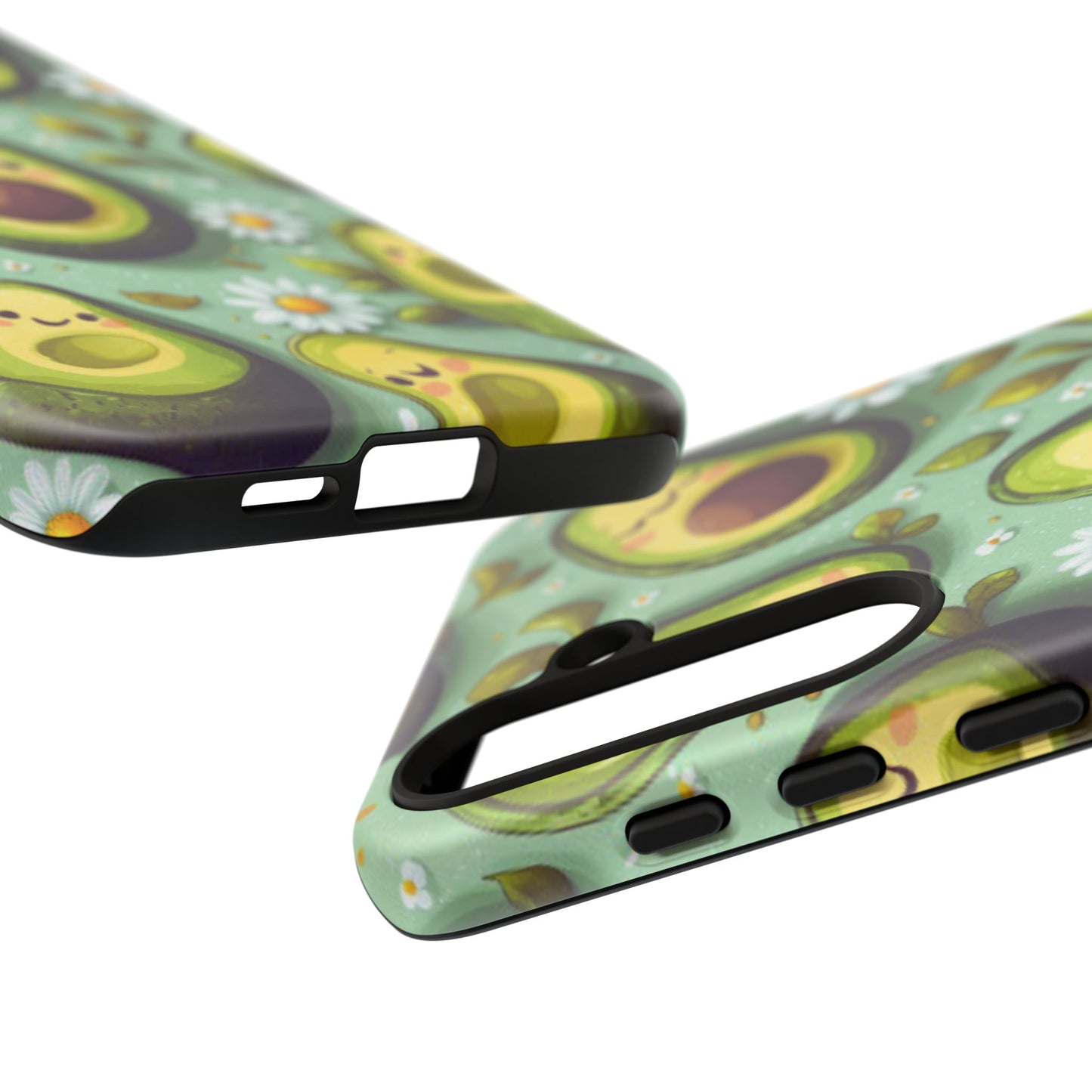 Cute Avocado Samsung Galaxy Case – Adorable Kawaii Avocados with Daisies, Shock-Resistant