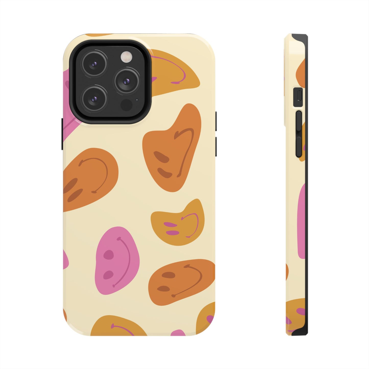 Retro Smiley Faces iPhone Case – Shockproof, Matte Finish, Dual-Layer Protection