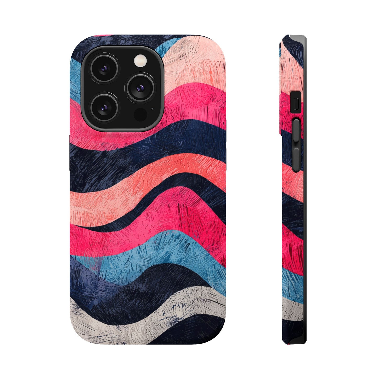 Abstract Wave Pattern MagSafe iPhone Case – Shockproof, Matte Finish, Dual-Layer Protection