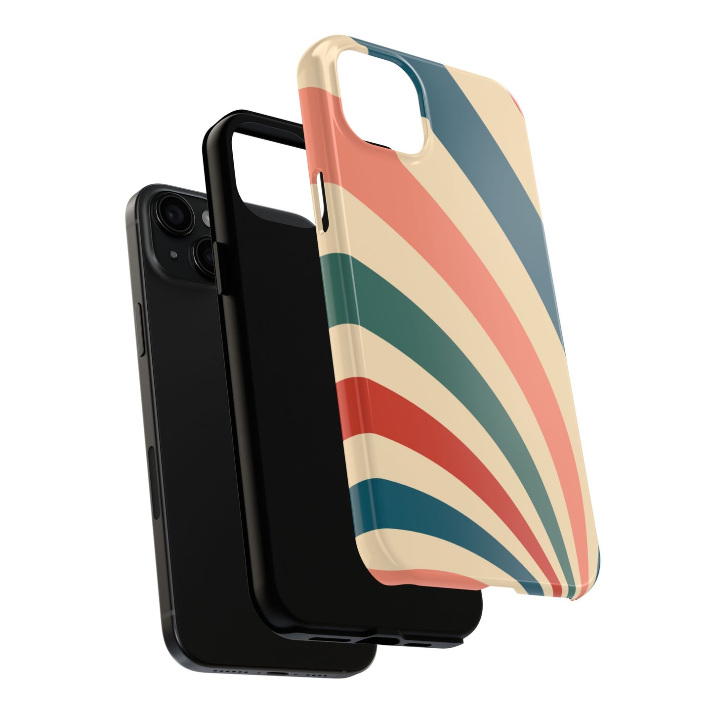 Retro Sunburst Swirl iPhone Case – Dual-Layer Protection with Bold 70s Vibes