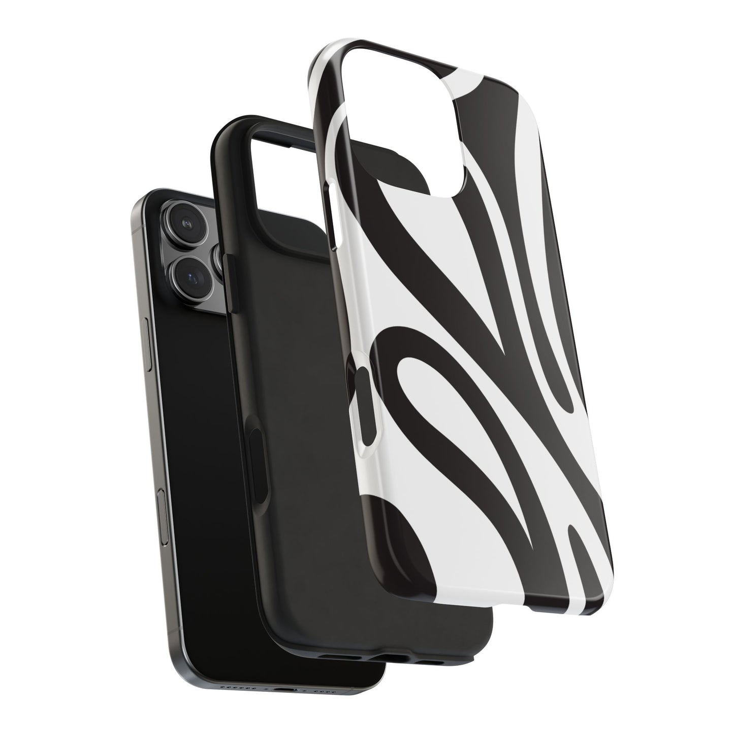 Modern Black and White Abstract Tough iPhone Case – Bold Graphic Pattern with Dual-Layer Protection
