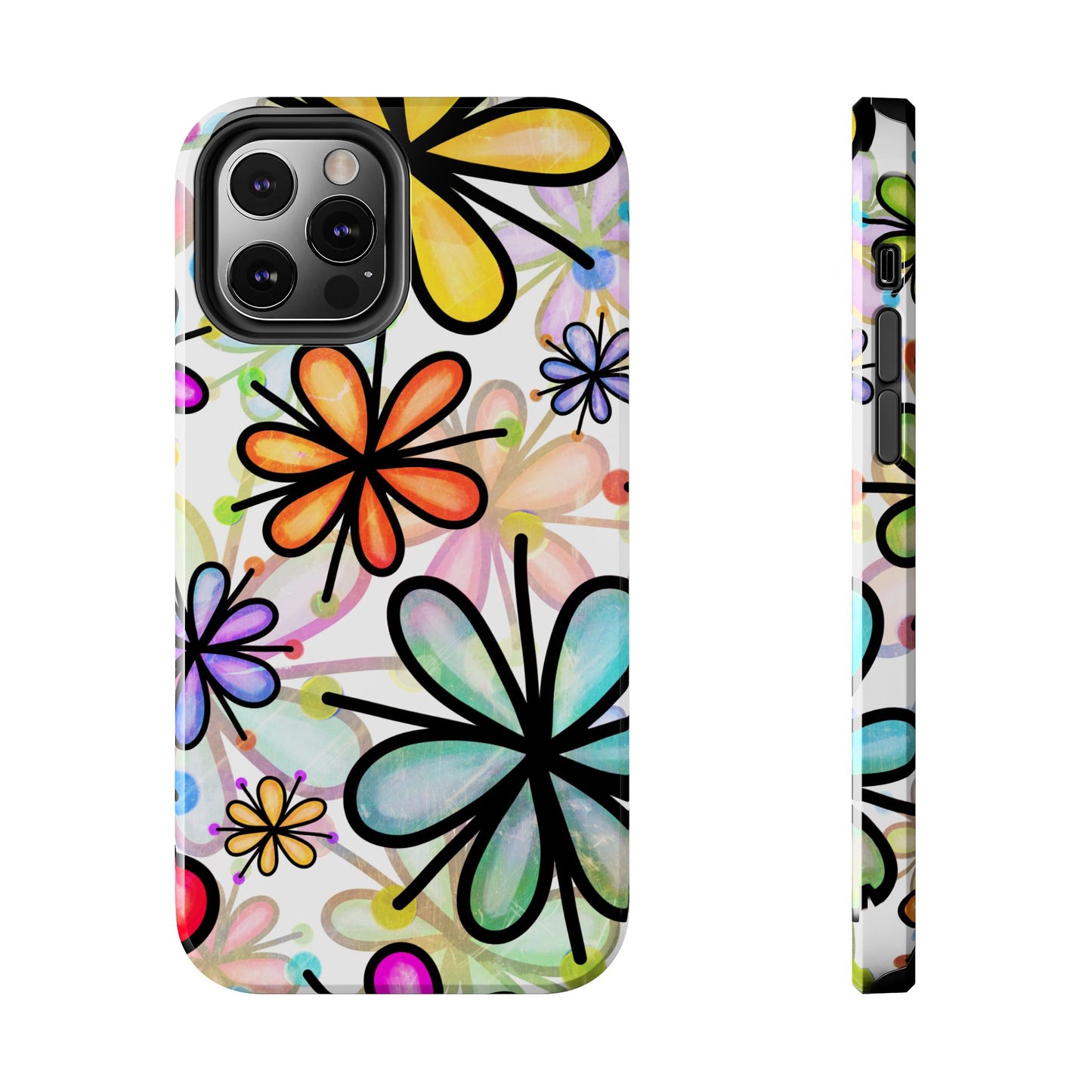 Retro Floral Pop iPhone Case – Ultra-Slim Design, High-Gloss Finish